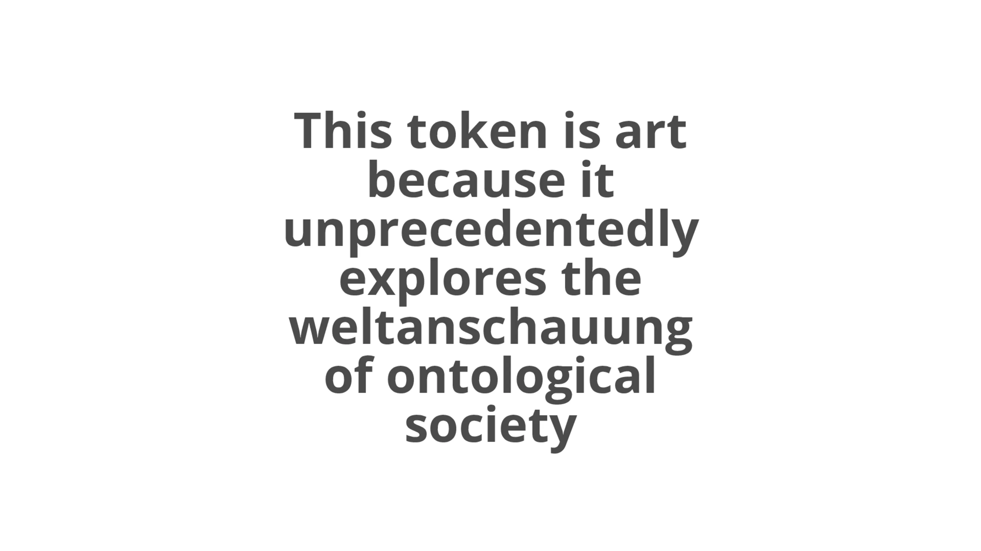 A token that can be nominated as art for a particular reason by its owner. Number 3 in an edition of 16.