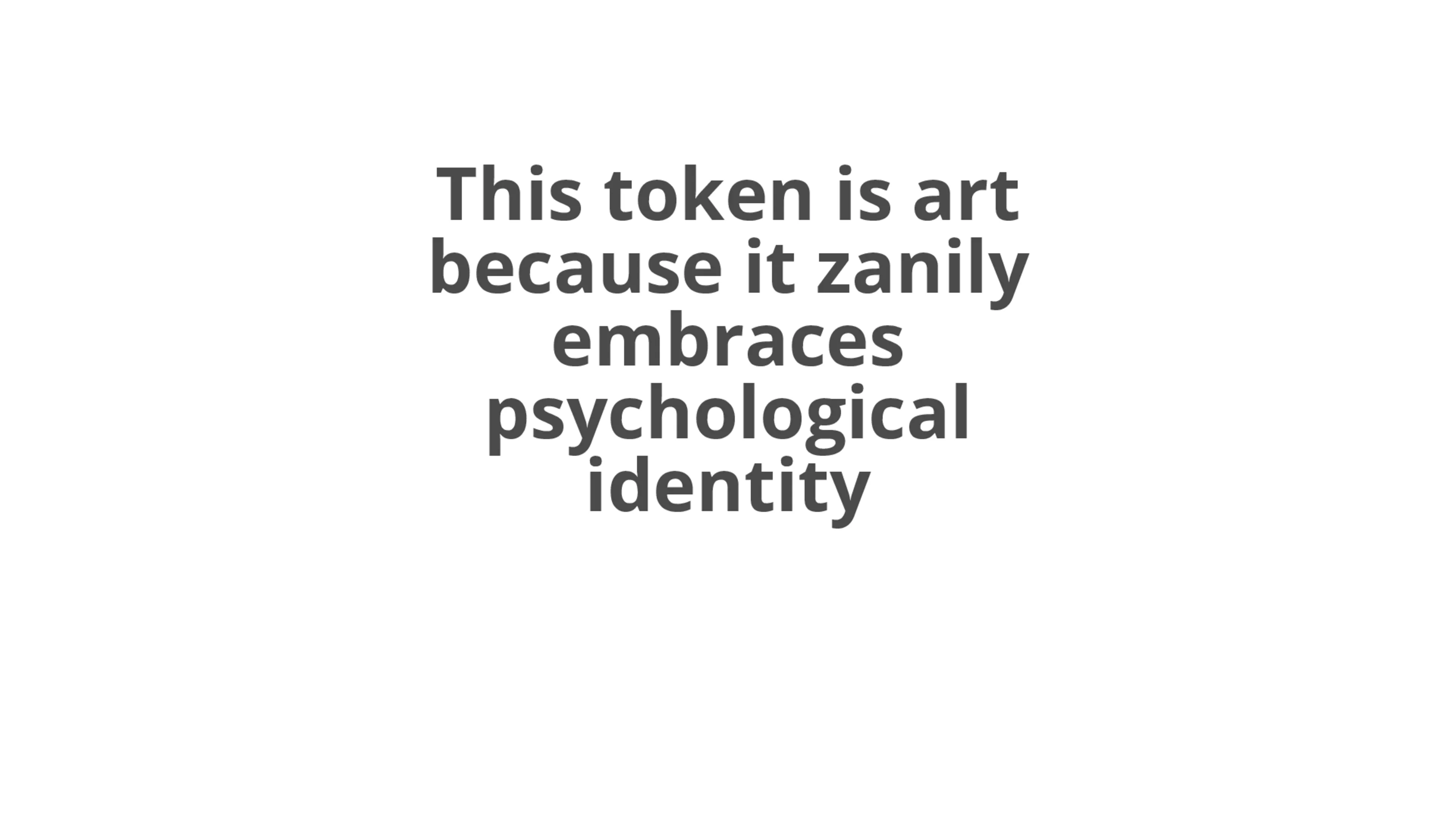 A token that can be nominated as art for a particular reason by its owner. Number 6 in an edition of 16.