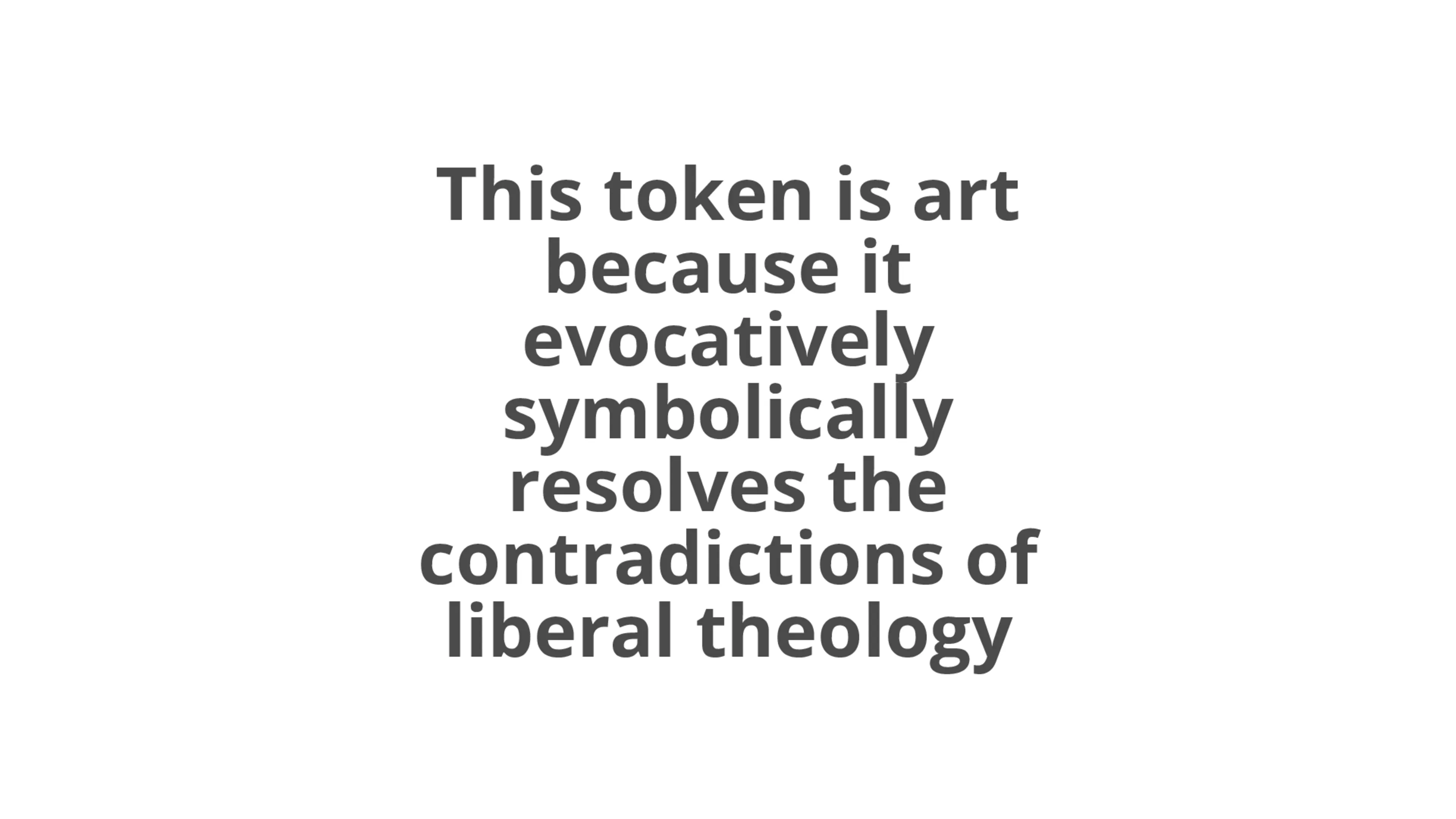 A token that can be nominated as art for a particular reason by its owner. Number 10 in an edition of 16.