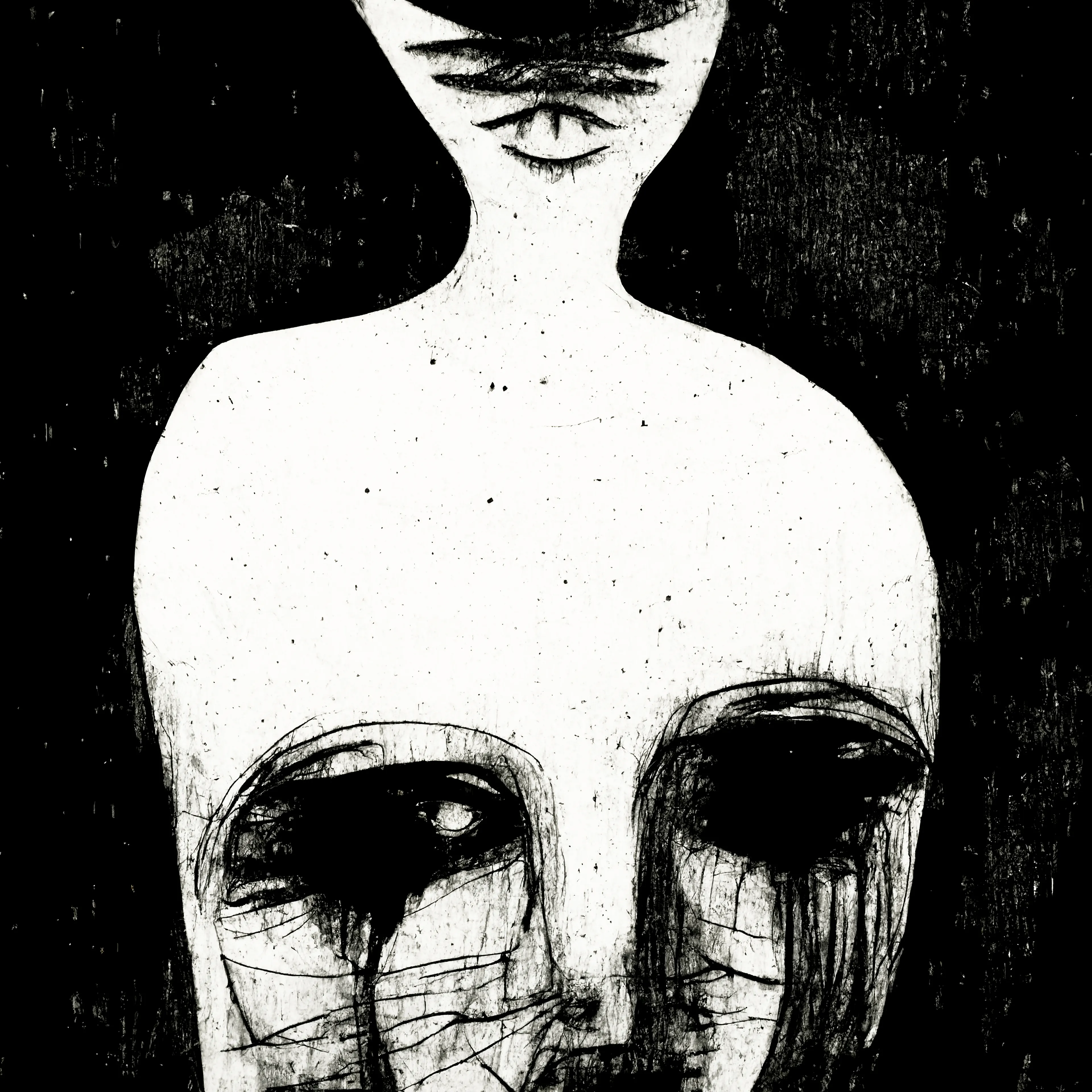Digital painting generated with Midjourney (Artificial Intelligence) and post produced in Photoshop by The Black Void - 2022

6933*6933 px

"Just because we aren't crying on the outside doesn't mean we aren't completely wrecked on the inside" - Rachel Van Dyken

The first owner will receive an exclusive white noise track + the original piece without retouching
