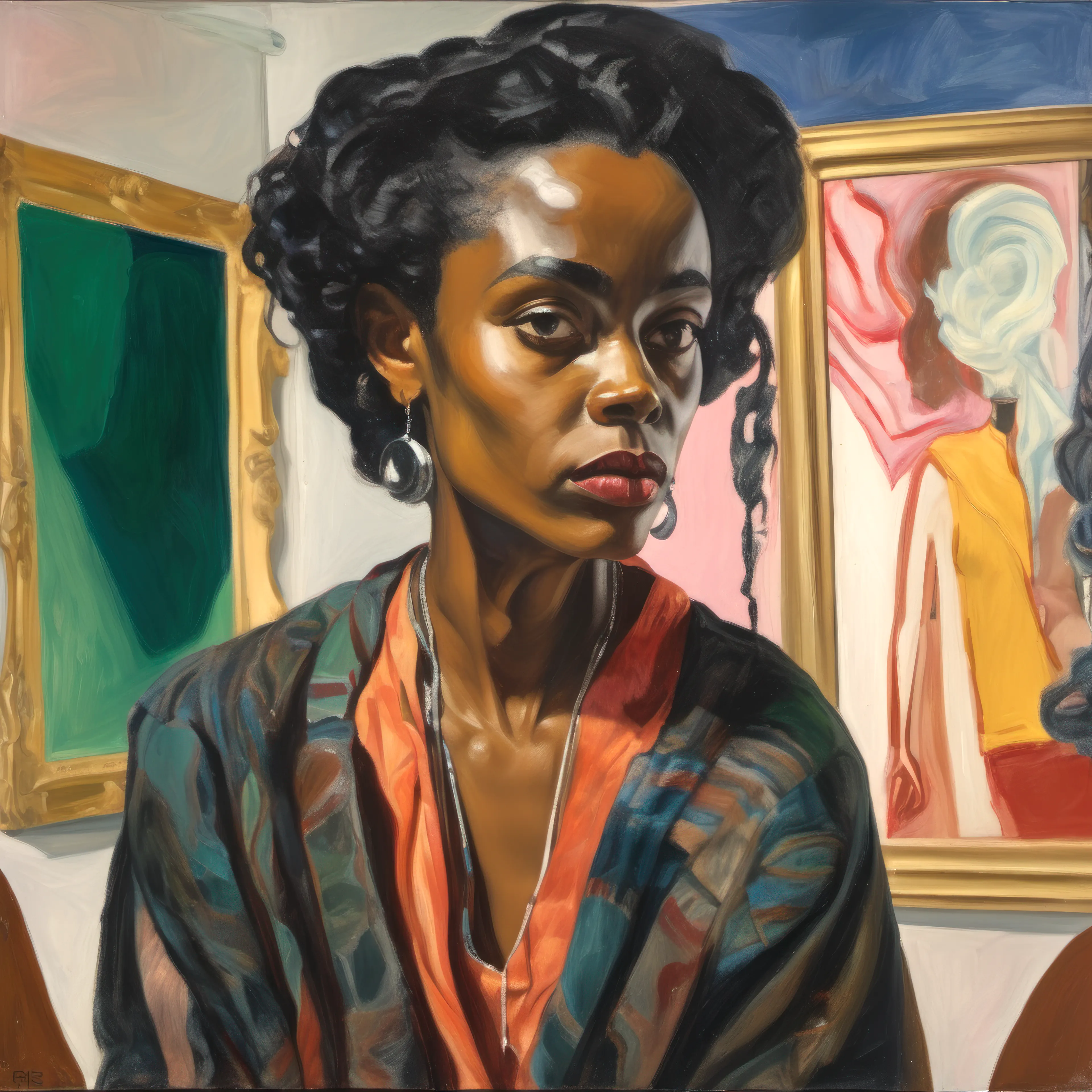 "Artists as Muse" is a reflection on the interplay between creation and creator, reality and imagination, and an exploration of the role of women in art history. In this series, I employ AI as a creative collaborator to “paint” vivid self-portraits of imagined female artists from different eras, at different points in their careers, each with their own unique artistic style.

Rather being the subject of the male gaze, these women artists are their own muse. These portraits are a gateway into alternate art histories, a contemplation of the multifaceted nature of self, and an exploration of the standards of beauty and femininity embedded within capitalist paradigms. 

Art history is not a monolithic entity, but a tapestry woven from countless threads. This series seeks to expand our understanding of this tapestry by inviting us to envision what could have been.