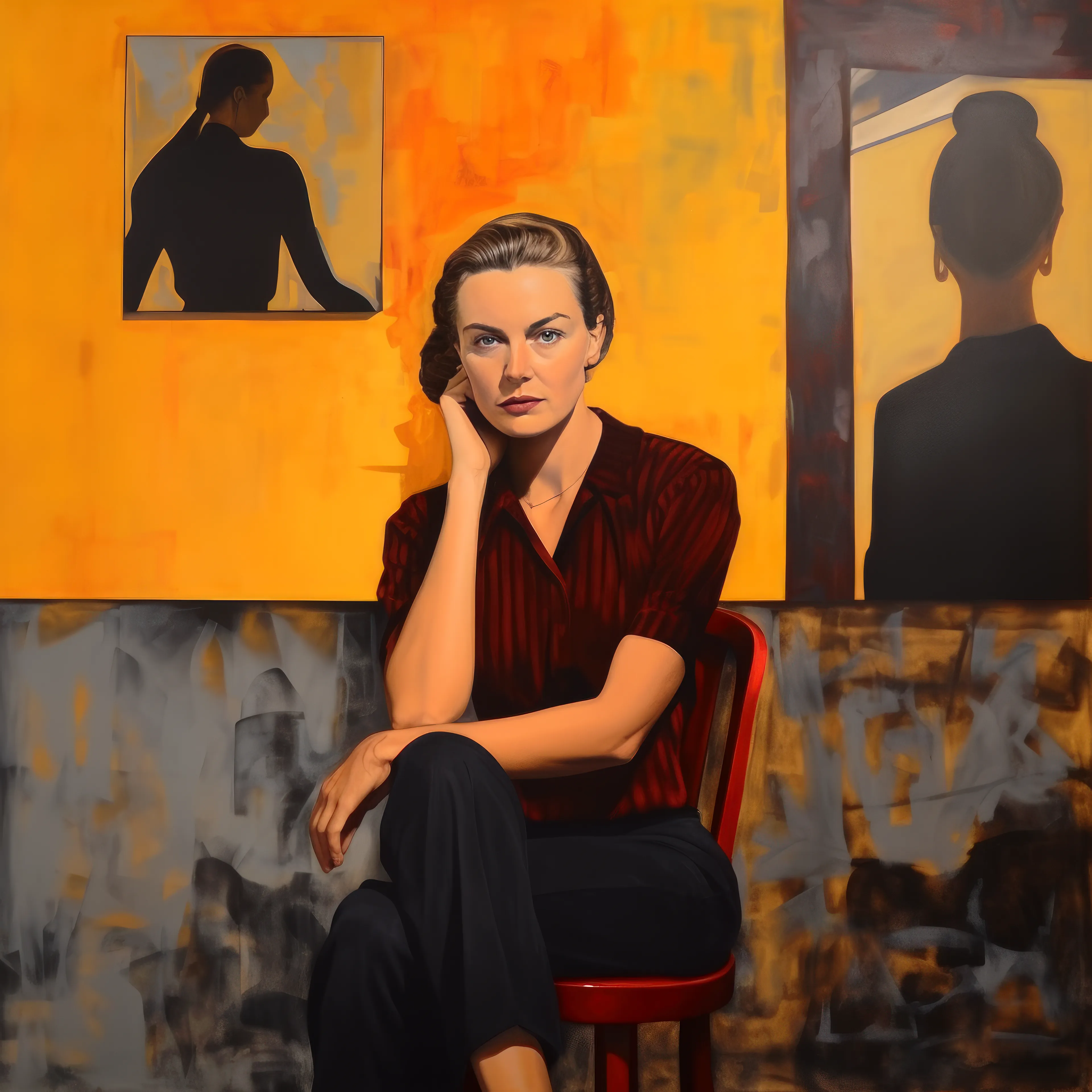 "Artists as Muse" is a reflection on the interplay between creation and creator, reality and imagination, and an exploration of the role of women in art history. In this series, I employ AI as a creative collaborator to “paint” vivid self-portraits of imagined female artists from different eras, at different points in their careers, each with their own unique artistic style.

Rather being the subject of the male gaze, these women artists are their own muse. These portraits are a gateway into alternate art histories, a contemplation of the multifaceted nature of self, and an exploration of the standards of beauty and femininity embedded within capitalist paradigms. 

Art history is not a monolithic entity, but a tapestry woven from countless threads. This series seeks to expand our understanding of this tapestry by inviting us to envision what could have been.