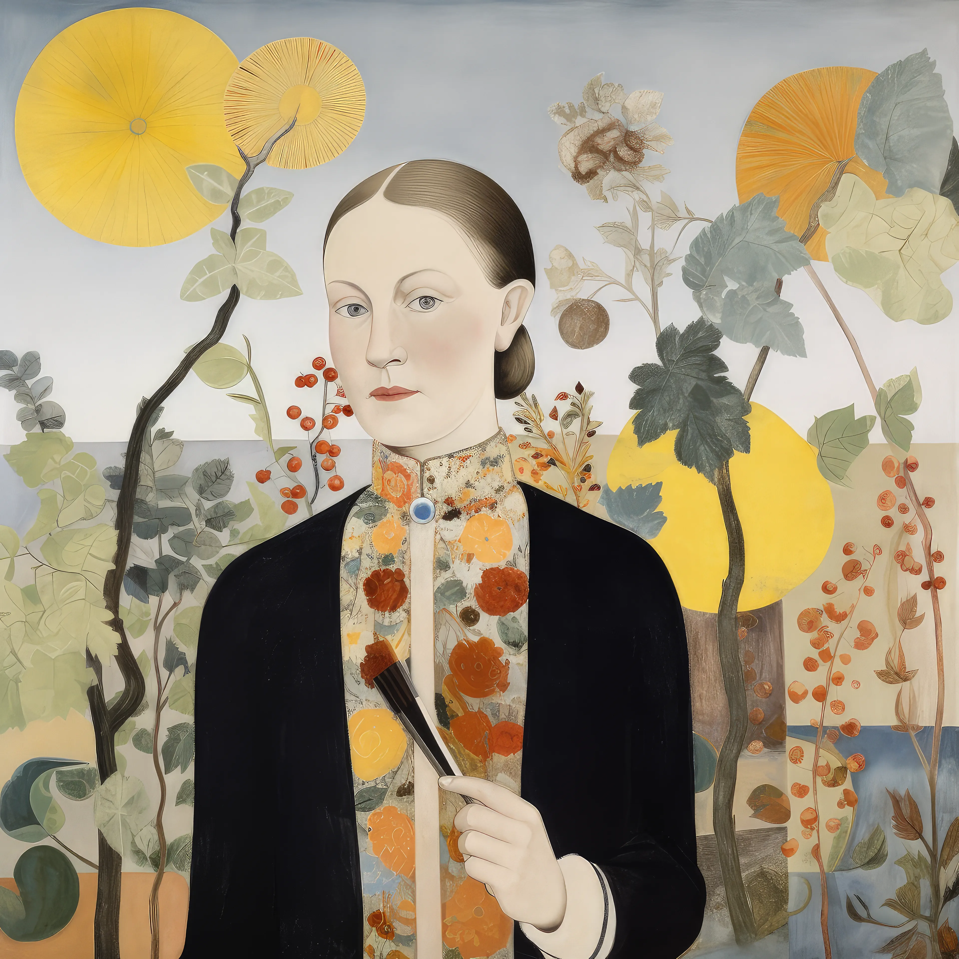 "Artists as Muse" is a reflection on the interplay between creation and creator, reality and imagination, and an exploration of the role of women in art history. In this series, I employ AI as a creative collaborator to “paint” vivid self-portraits of imagined female artists from different eras, at different points in their careers, each with their own unique artistic style.

Rather being the subject of the male gaze, these women artists are their own muse. These portraits are a gateway into alternate art histories, a contemplation of the multifaceted nature of self, and an exploration of the standards of beauty and femininity embedded within capitalist paradigms. 

Art history is not a monolithic entity, but a tapestry woven from countless threads. This series seeks to expand our understanding of this tapestry by inviting us to envision what could have been.