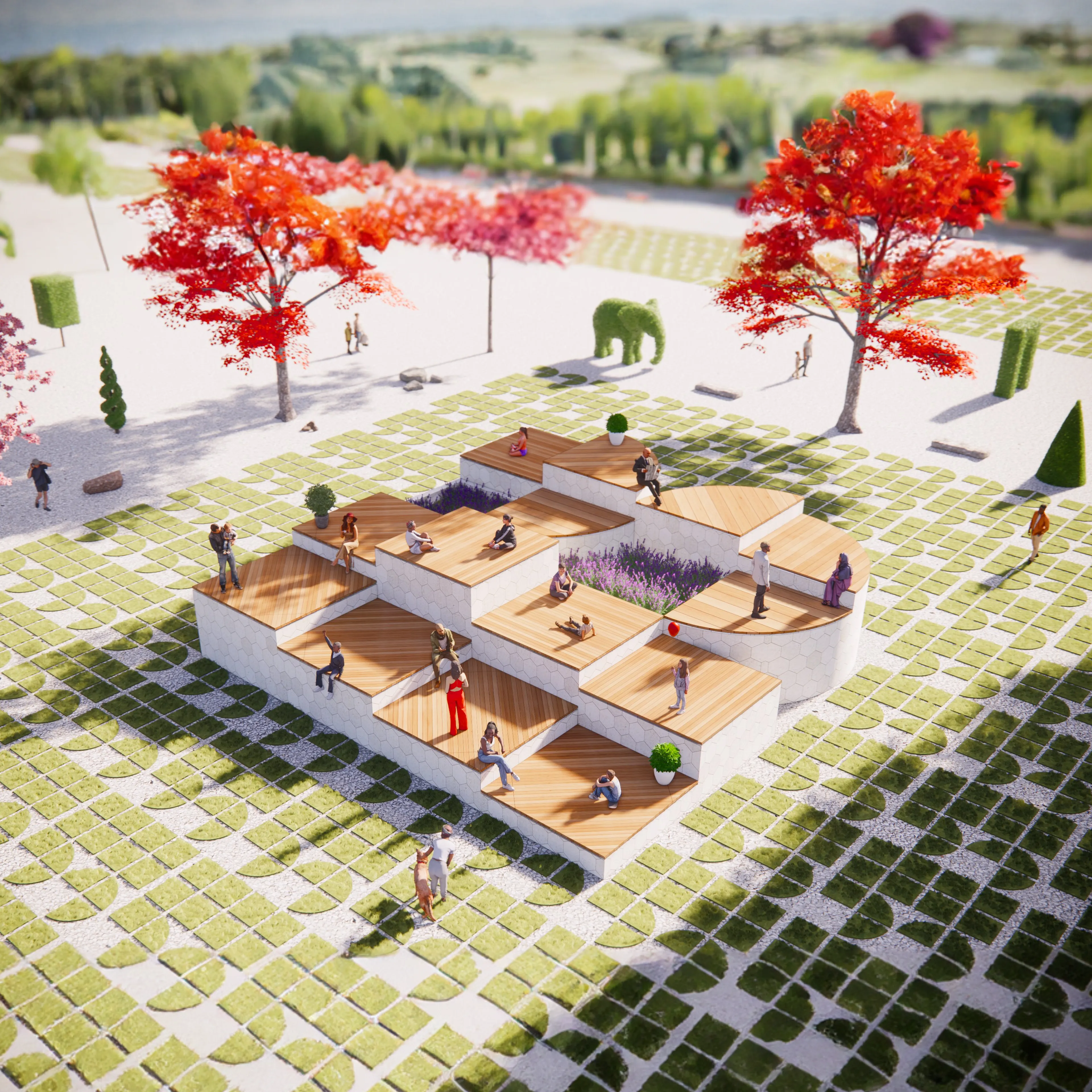 Park concept based on the Opepen geometry by Jack Butcher.