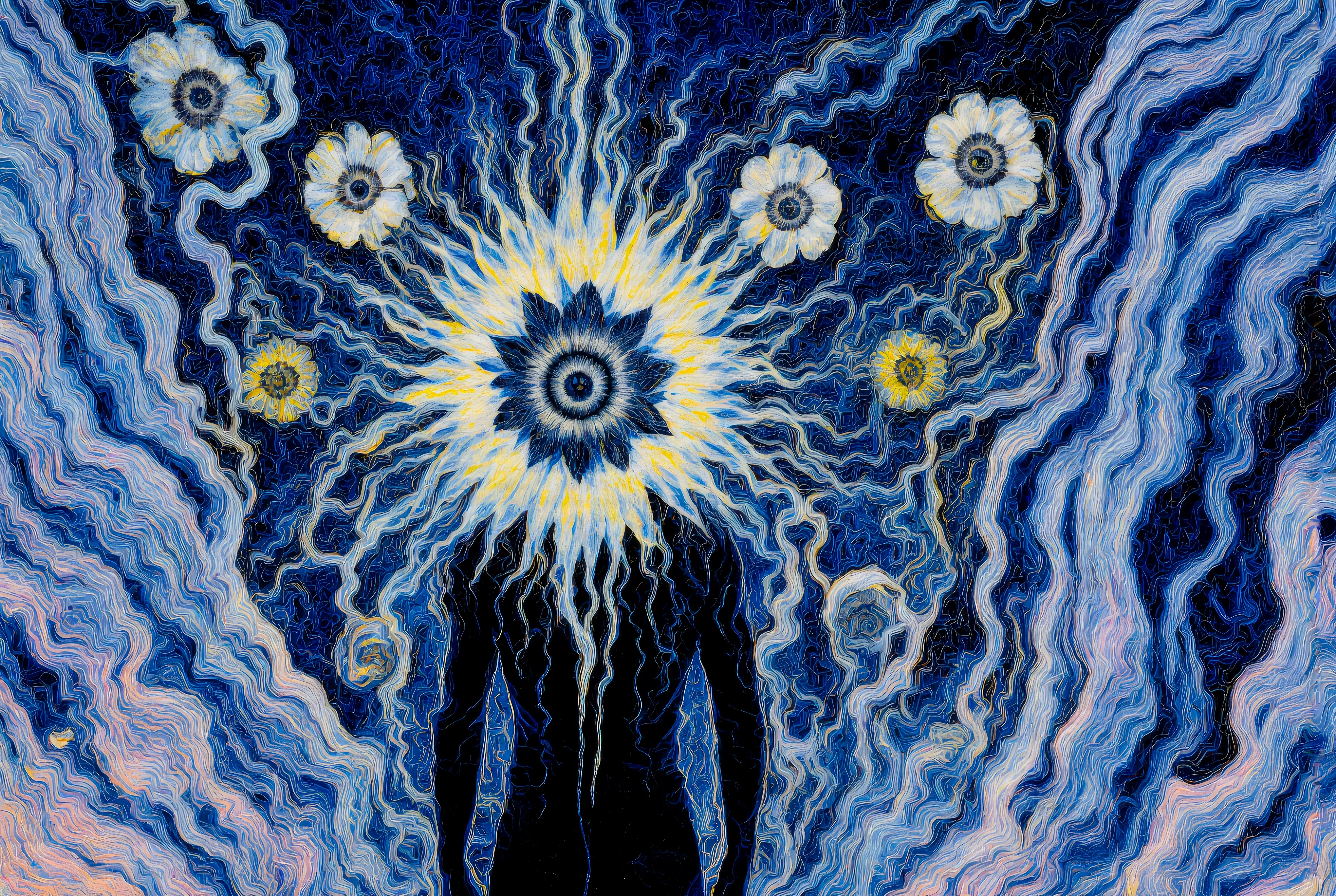 What do you become when your world collapses? TRANSDIMENSIONAL TRIPPERS is 500 answers: characters caught between states, solid forms becoming liquid consciousness, reality bending around those brave enough to transform. Every piece is a mirror. Step through the portal. The collection comments on crypto speculation, social media toxicity, and the search for meaning, rendered in MLOW's drippy digital alchemy aesthetic.