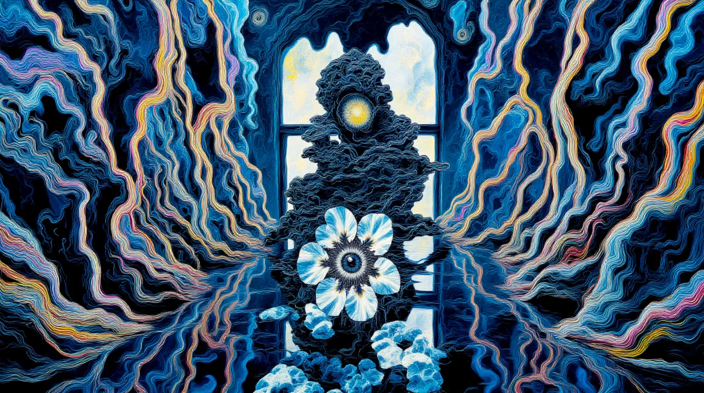 What do you become when your world collapses? TRANSDIMENSIONAL TRIPPERS is 500 answers: characters caught between states, solid forms becoming liquid consciousness, reality bending around those brave enough to transform. Every piece is a mirror. Step through the portal. The collection comments on crypto speculation, social media toxicity, and the search for meaning, rendered in MLOW's drippy digital alchemy aesthetic.