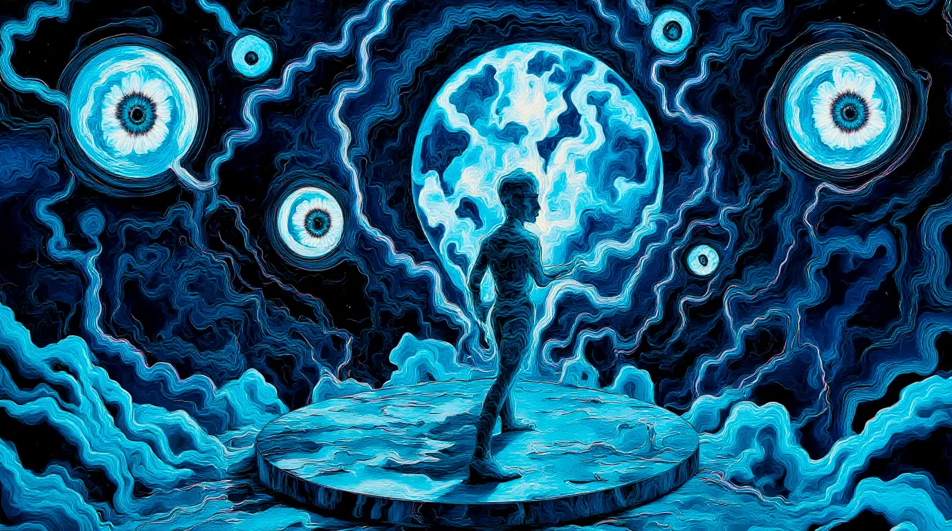 What do you become when your world collapses? TRANSDIMENSIONAL TRIPPERS is 500 answers: characters caught between states, solid forms becoming liquid consciousness, reality bending around those brave enough to transform. Every piece is a mirror. Step through the portal. The collection comments on crypto speculation, social media toxicity, and the search for meaning, rendered in MLOW's drippy digital alchemy aesthetic.