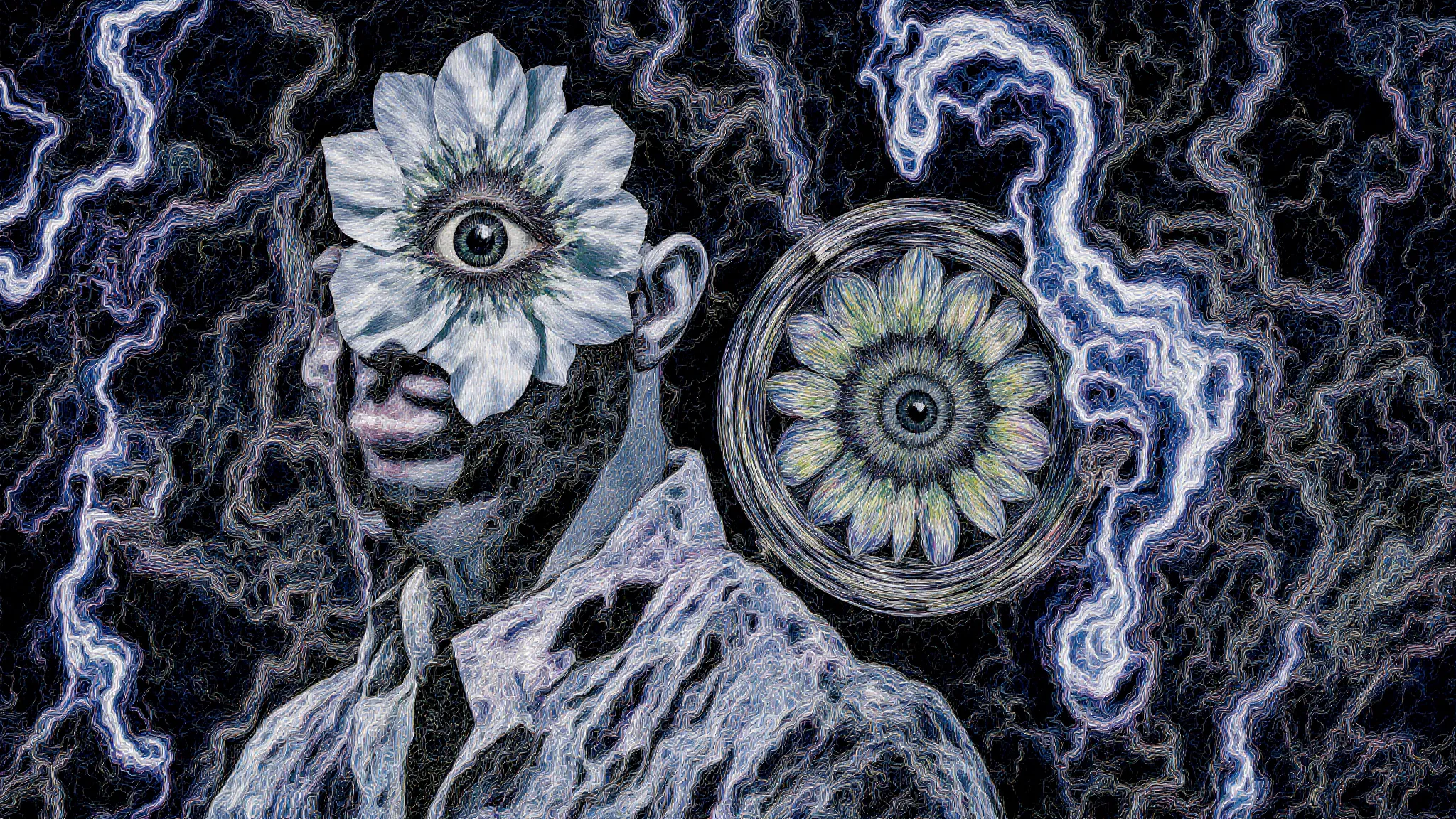 What do you become when your world collapses? TRANSDIMENSIONAL TRIPPERS is 500 answers: characters caught between states, solid forms becoming liquid consciousness, reality bending around those brave enough to transform. Every piece is a mirror. Step through the portal. The collection comments on crypto speculation, social media toxicity, and the search for meaning, rendered in MLOW's drippy digital alchemy aesthetic.