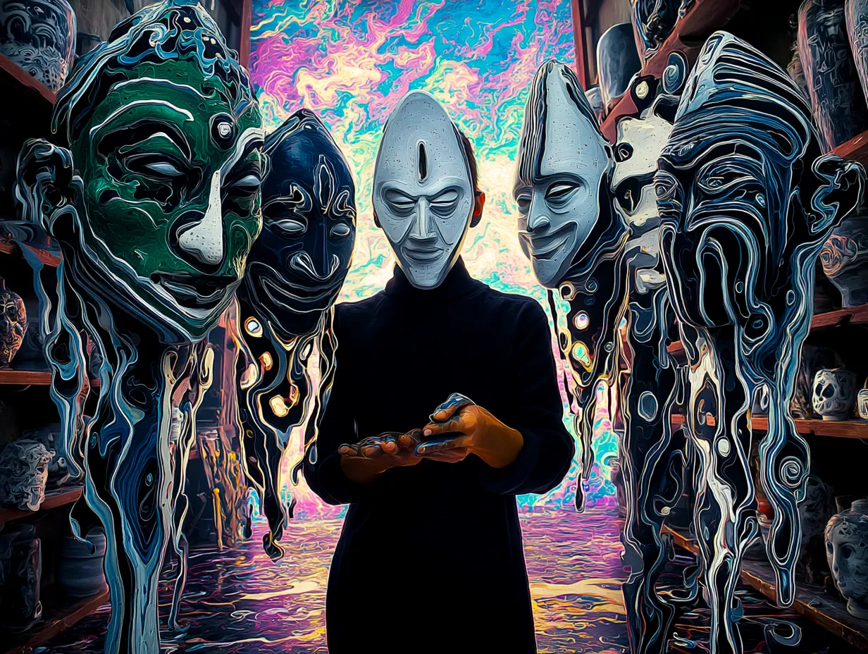 What do you become when your world collapses? TRANSDIMENSIONAL TRIPPERS is 500 answers: characters caught between states, solid forms becoming liquid consciousness, reality bending around those brave enough to transform. Every piece is a mirror. Step through the portal. The collection comments on crypto speculation, social media toxicity, and the search for meaning, rendered in MLOW's drippy digital alchemy aesthetic.