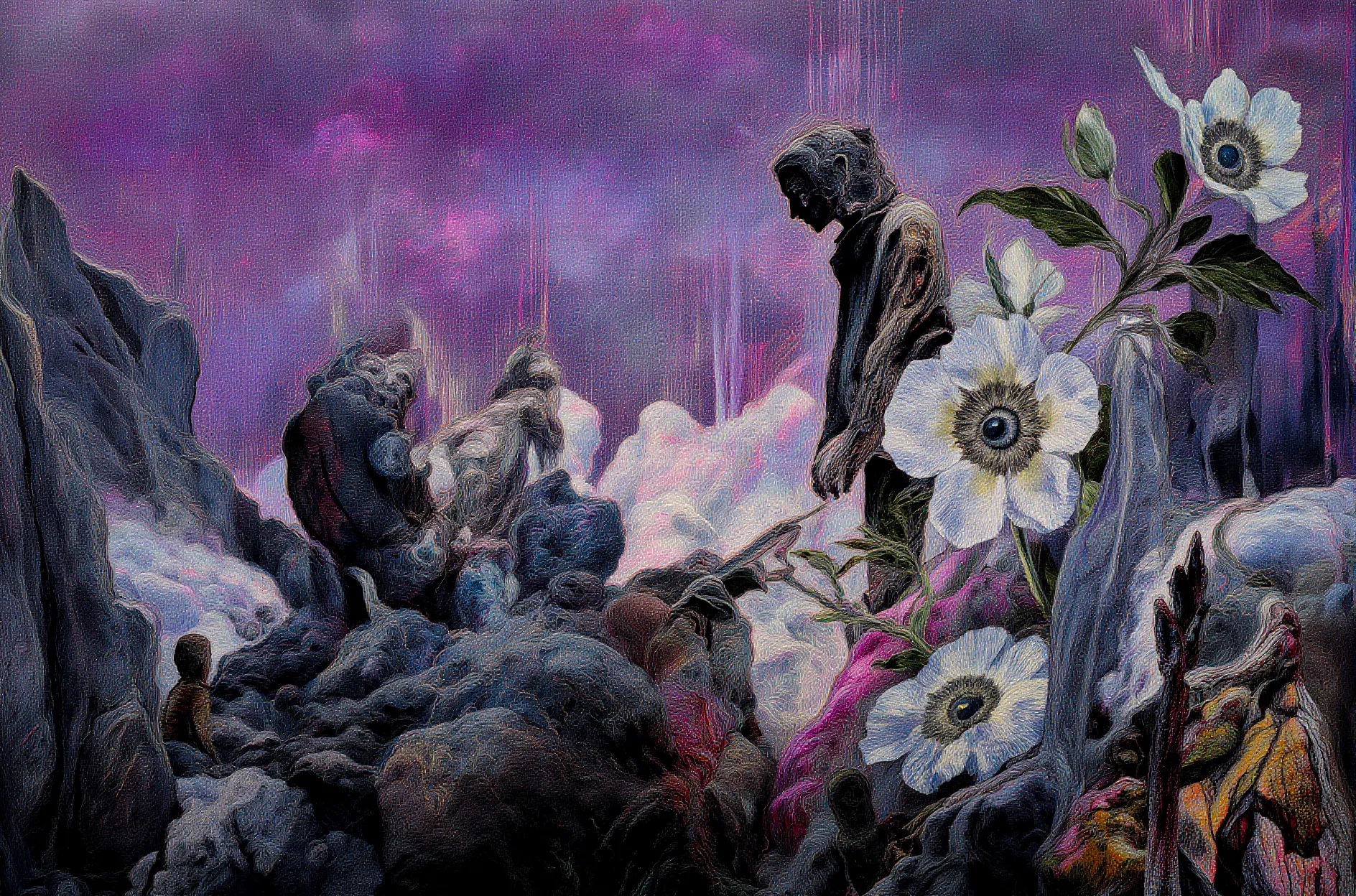 What do you become when your world collapses? TRANSDIMENSIONAL TRIPPERS is 500 answers: characters caught between states, solid forms becoming liquid consciousness, reality bending around those brave enough to transform. Every piece is a mirror. Step through the portal. The collection comments on crypto speculation, social media toxicity, and the search for meaning, rendered in MLOW's drippy digital alchemy aesthetic.