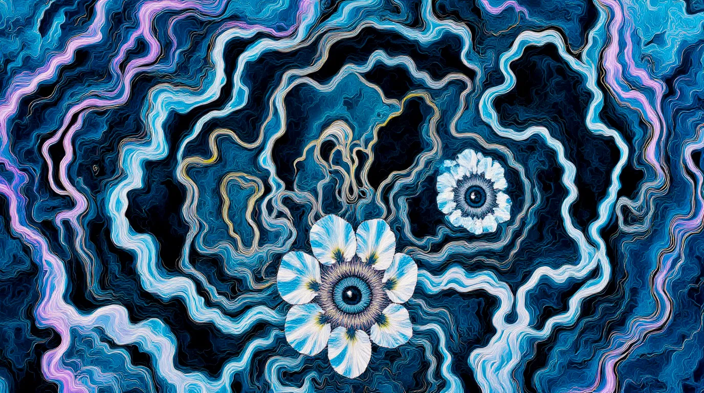 What do you become when your world collapses? TRANSDIMENSIONAL TRIPPERS is 500 answers: characters caught between states, solid forms becoming liquid consciousness, reality bending around those brave enough to transform. Every piece is a mirror. Step through the portal. The collection comments on crypto speculation, social media toxicity, and the search for meaning, rendered in MLOW's drippy digital alchemy aesthetic.