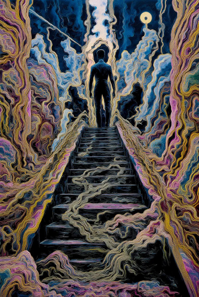 What do you become when your world collapses? TRANSDIMENSIONAL TRIPPERS is 500 answers: characters caught between states, solid forms becoming liquid consciousness, reality bending around those brave enough to transform. Every piece is a mirror. Step through the portal. The collection comments on crypto speculation, social media toxicity, and the search for meaning, rendered in MLOW's drippy digital alchemy aesthetic.