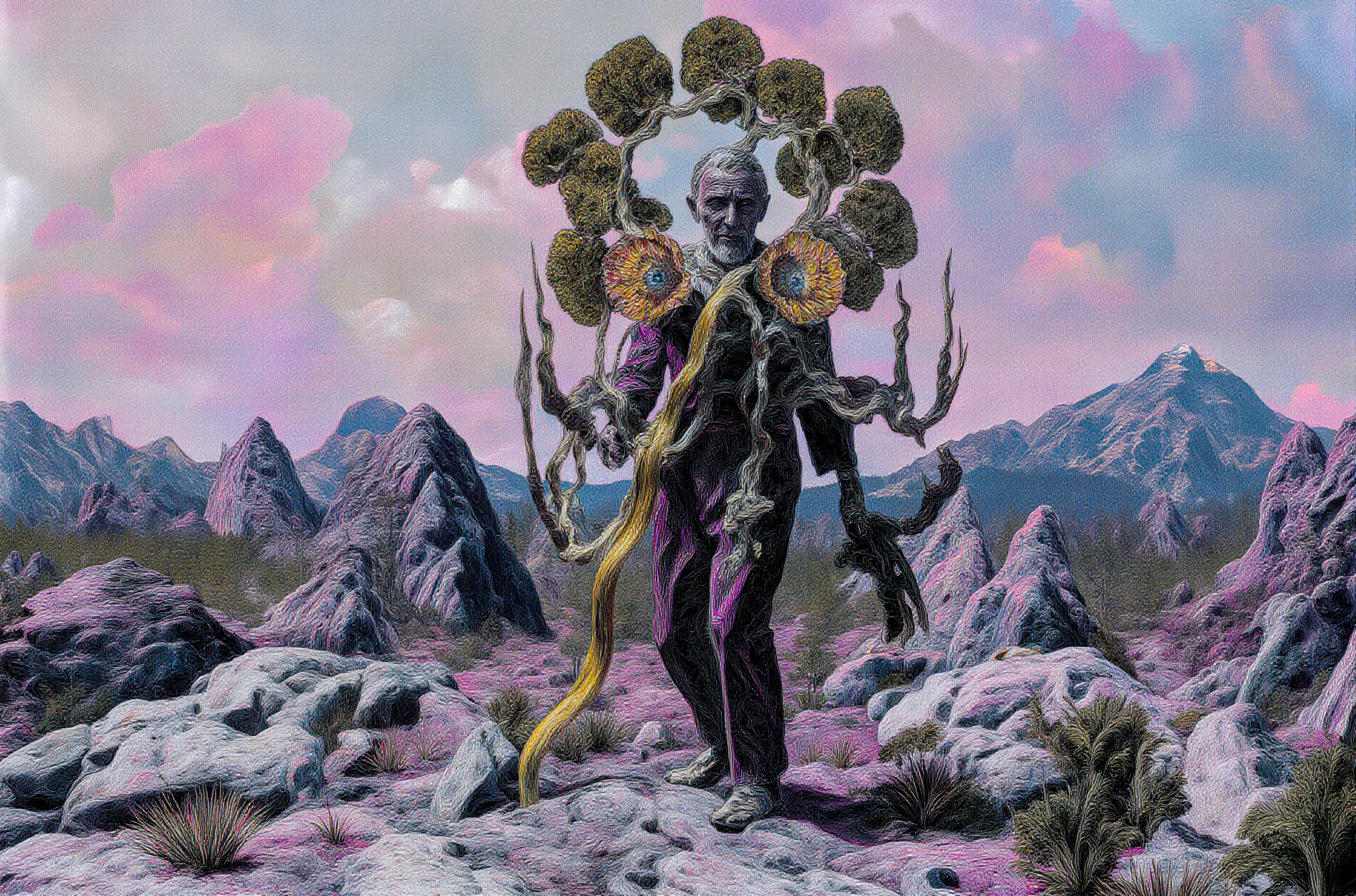 What do you become when your world collapses? TRANSDIMENSIONAL TRIPPERS is 500 answers: characters caught between states, solid forms becoming liquid consciousness, reality bending around those brave enough to transform. Every piece is a mirror. Step through the portal. The collection comments on crypto speculation, social media toxicity, and the search for meaning, rendered in MLOW's drippy digital alchemy aesthetic.