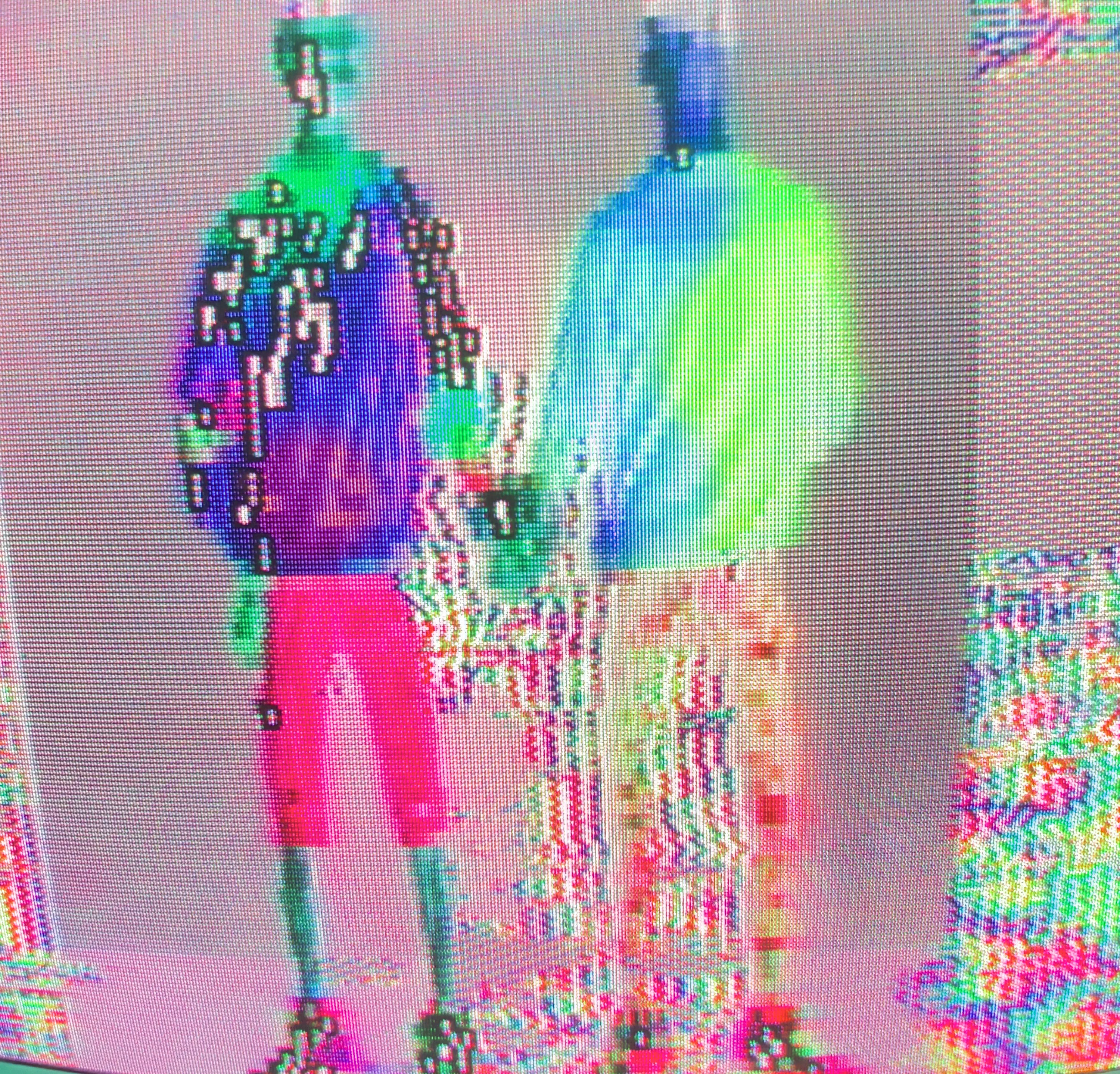 Ai generated lovers made pretty with video feedback and analog glitch. Rescanned off a CRT TV with an i phone. 

3000 x 2876 pixels

PNG file