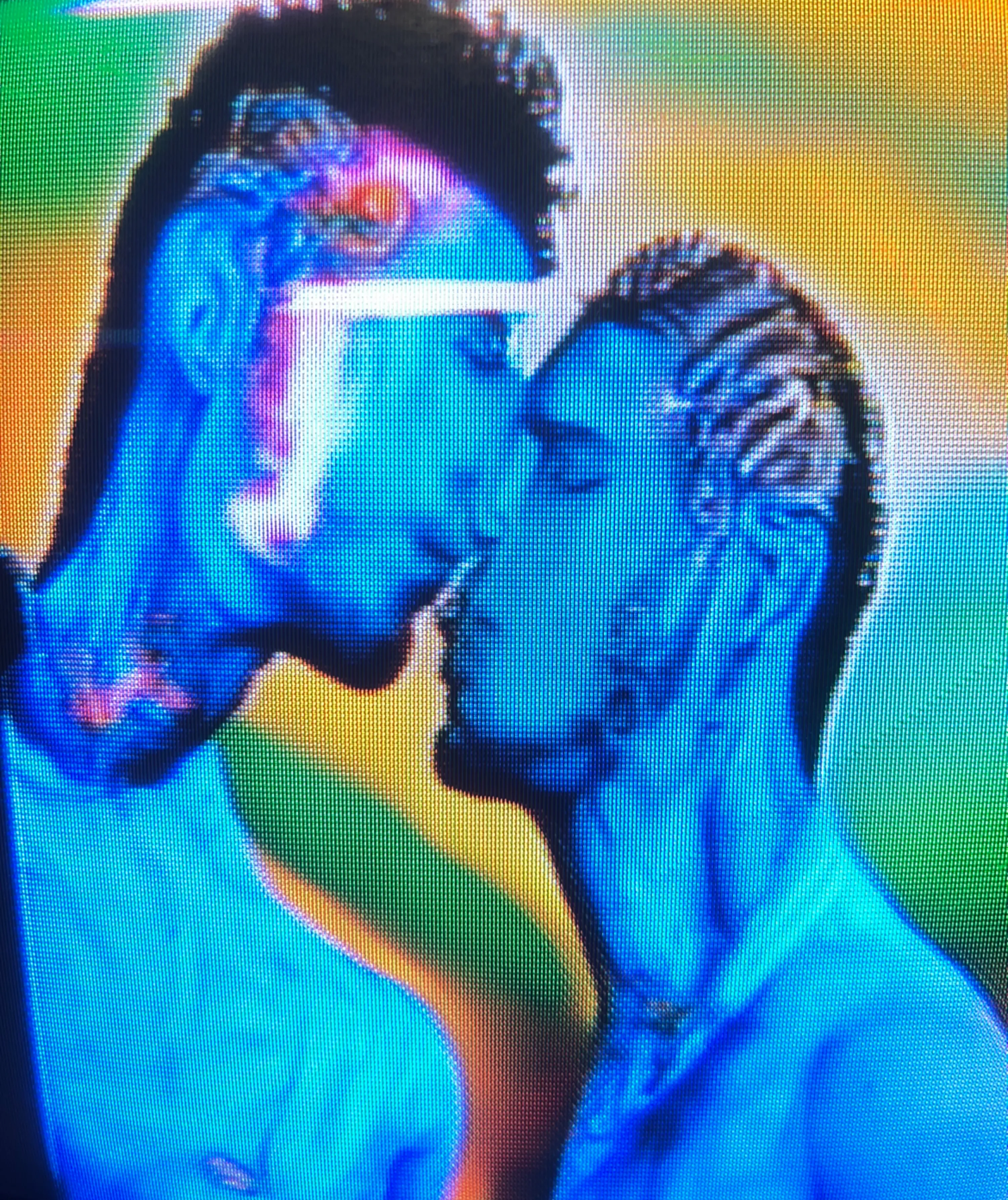 AI generated lovers 
Glitched with video hardware and feedback
Rescanned off CRT monitor with an i phone 

3000 x 3570 pixels 

PNG file