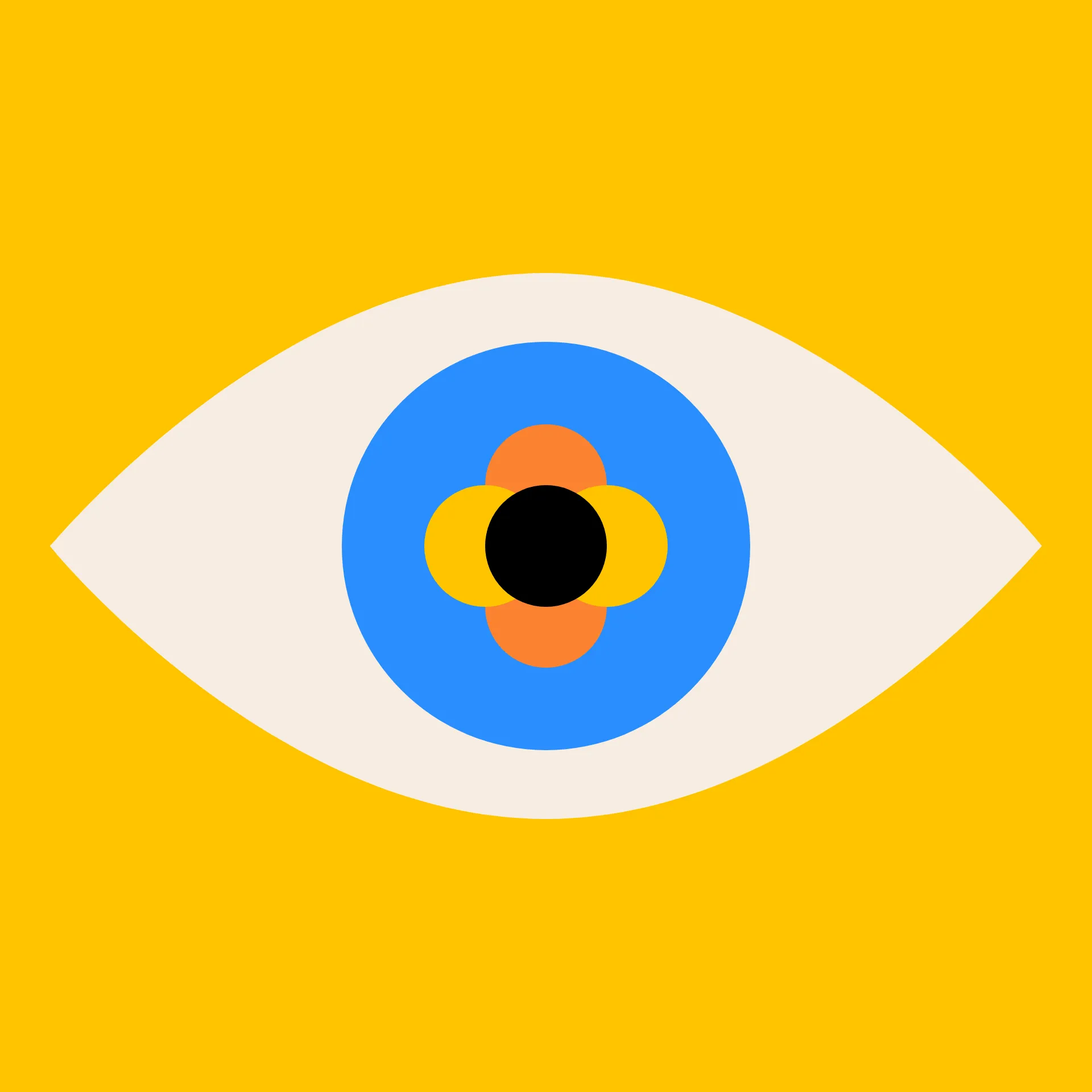 State: Awake

Background: Yellow

Iris: Light Blue

Pupil: Floral