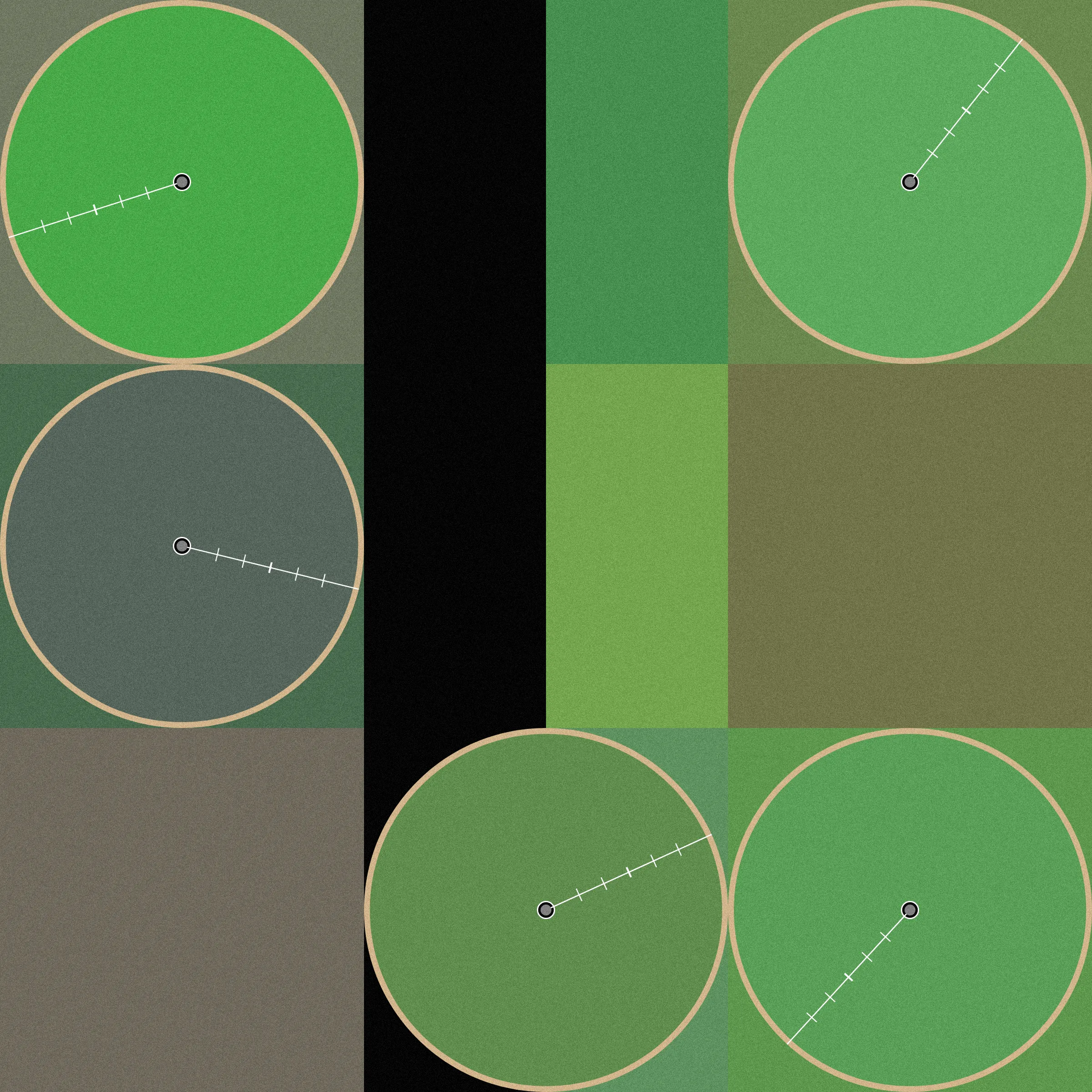 Theoretical Townships explores the tension between flatness and depth within aerial representations of landscape. The title references a well-known diagram, created in 1785, illustrating the method for numbering sections of a standard township survey. Mirroring the structure of this diagram, each output from Theoretical Townships is subdivided into a grid of sections, ranging from one to thirty-six. In addition to incorporating landscape elements, such as pivot irrigators, roads, and buildings, the code also overlays large blocks of color, which create associations with two-dimensional quilting patterns. Through this representational conflation of flatness and depth, the project reveals an inherent conflict between landscape and the grid: the former being an irregular, topographic continuum, and the latter operating as an abstract, geometrical device for measurement and control. Embedded within the tension between landscape and the grid is a complex set of relations regarding the history and politics of territorial expansion.