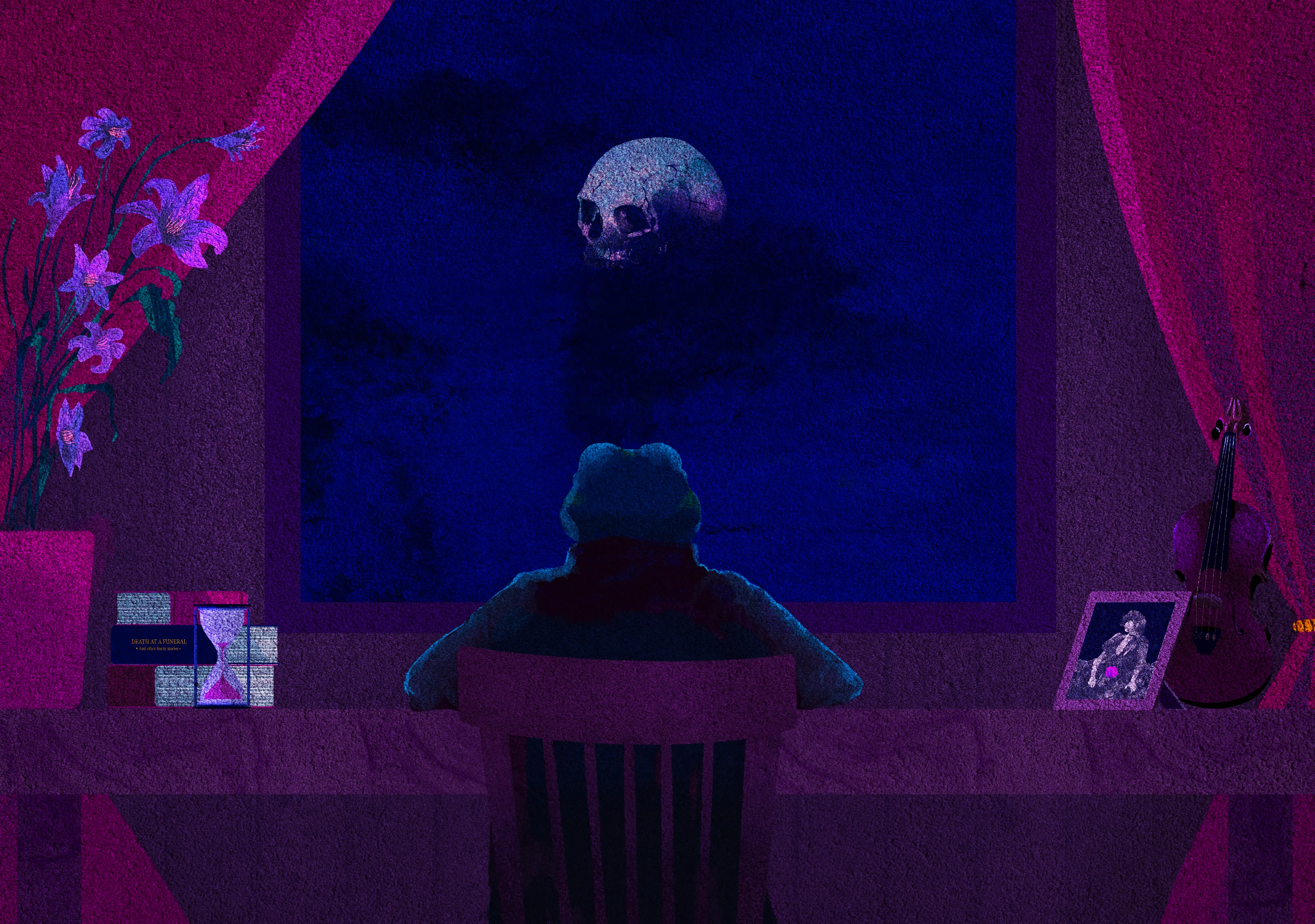 Death becomes a shadow that lingers close, no longer distant but woven into the emptiness left behind. It whispers of life's fragility, a presence felt in every quiet moment, hinting at truths still out of reach.
