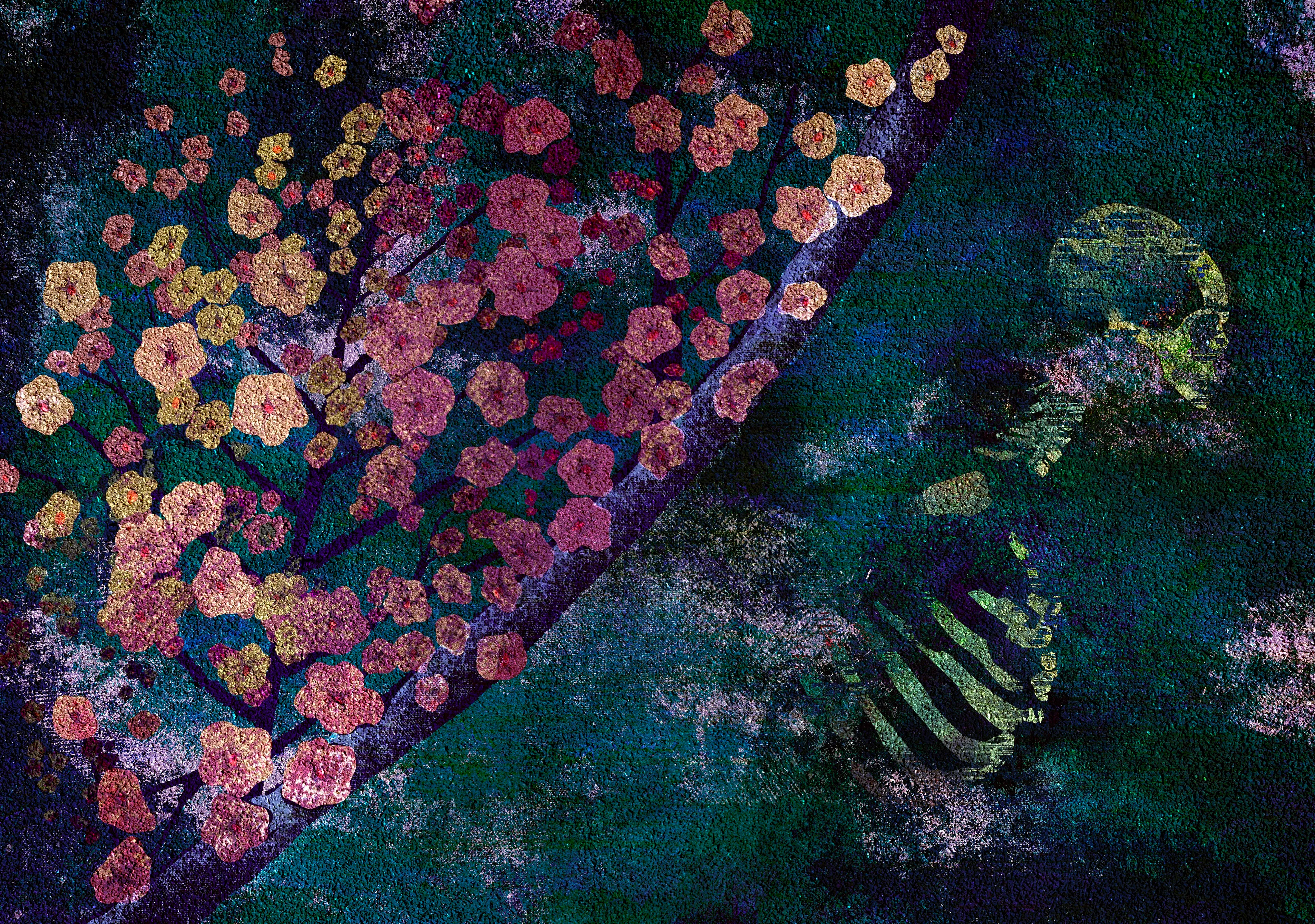 Accepting death is like tending to a garden where flowers bloom and wither under the watchful gaze of a skeleton in the shadows. It’s a quiet surrender to the unseen cycles, where life and decay dance together. In that mystery, death becomes less an end and more a silent companion, reminding us that everything must fade, just as petals fall and bones endure