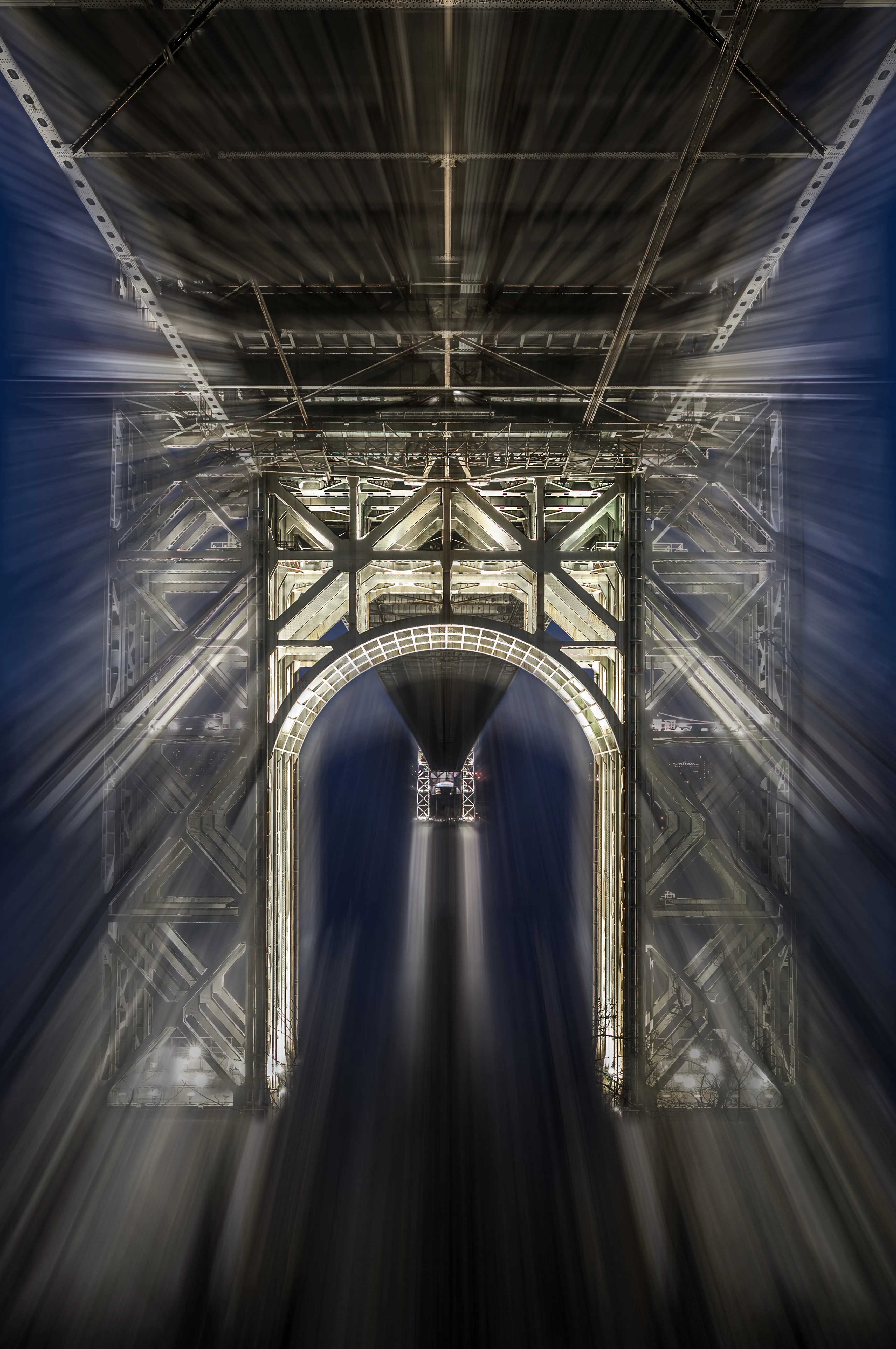 The George Washington Bridge is tagged as “The Busiest Bridge in the World” by the Port Authority. 275,000+ people use this bridge daily. On most national holidays the bridge towers are illuminated transforming this steel bridge into two gleaming towers of light. On these special occasions, the normally frantic pace to cross the bridge slows to witness the beauty.
