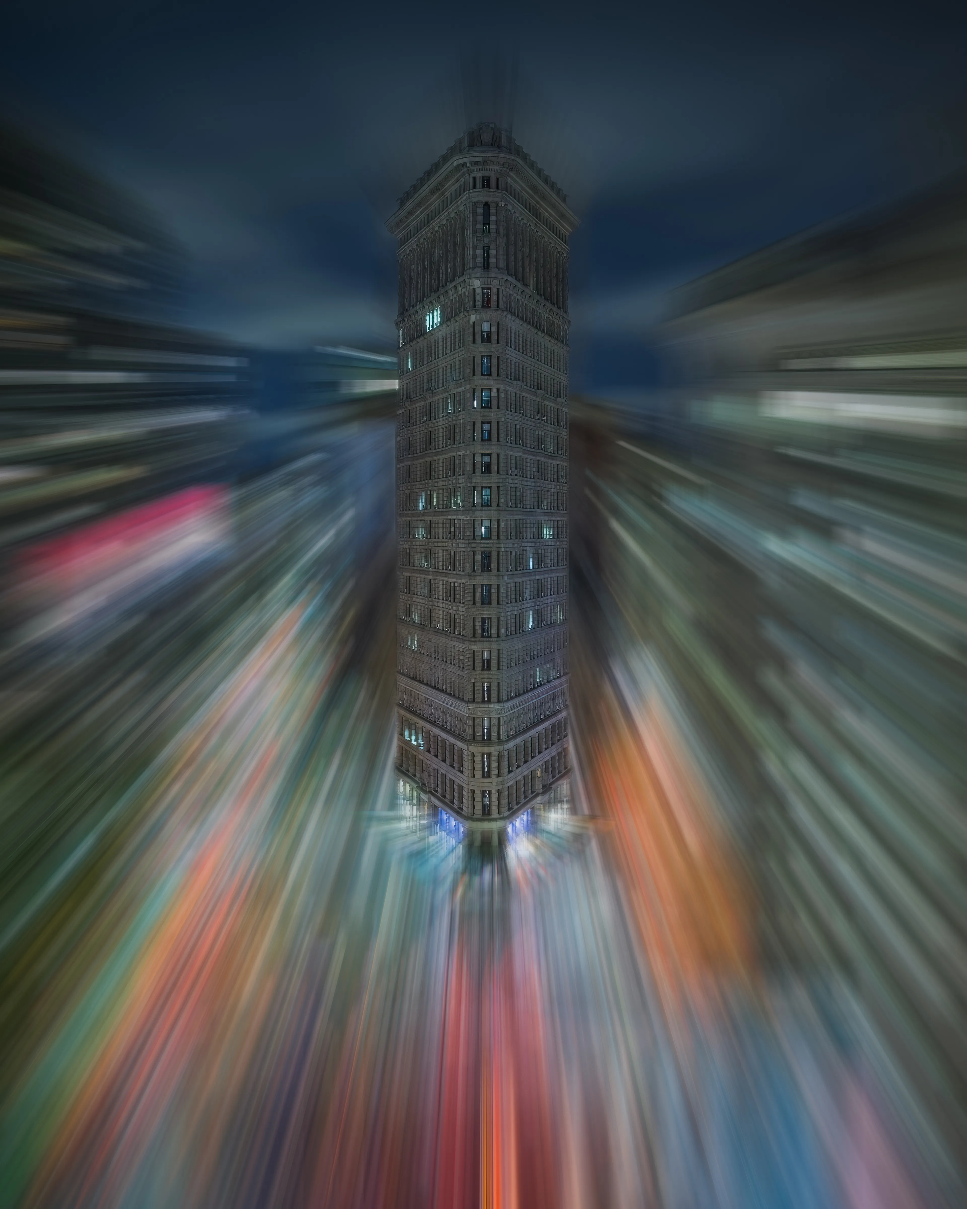 At the confluence of 5th Avenue and Broadway, the Flatiron Building elegantly parts the flow of traffic. At street level, you are surrounded by oncoming traffic and the full force of New York is on display.