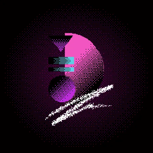 Hand-drawn (with just a simple mouse) in ASEPRITE

This design evokes a digital, glitchy, or vaporwave vibes, reminiscent of 80s and early 90s graphics or video game aesthetics. The dithered texture enhances the pixelated effect, giving it a nostalgic, lo-fi visual quality.