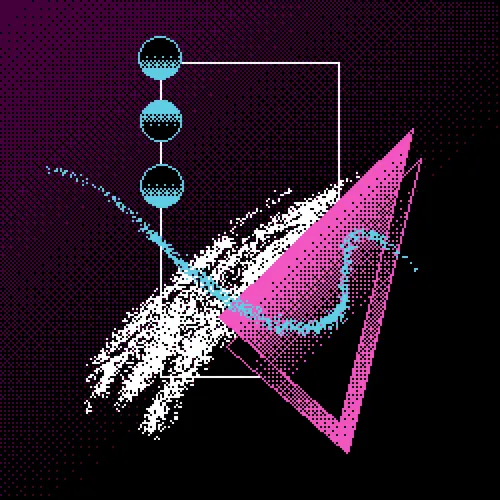 Hand-drawn (with just a simple mouse) in ASEPRITE

This design evokes a digital, glitchy, or vaporwave vibes, reminiscent of 80s and early 90s graphics or video game aesthetics. The dithered texture enhances the pixelated effect, giving it a nostalgic, lo-fi visual quality.