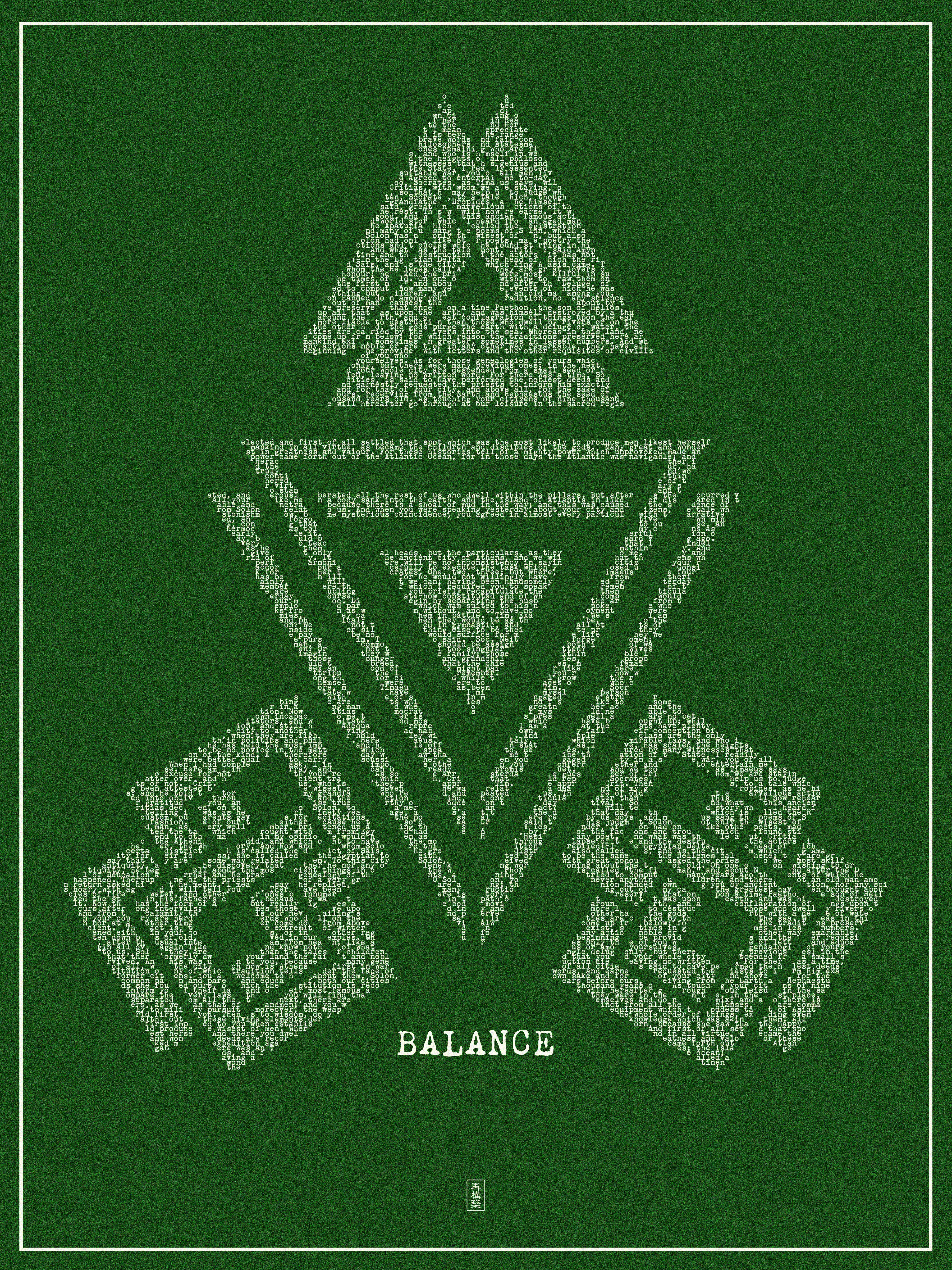 Glad to introduce the 11th algorithm output artwork in the Word. Collection on SuperRare. In this piece we are taking another trip back in time to Athens, Ancient Greece and this time to 360 BC to explore Plato's dialogue Timaeus.

Central to Timaeus' account is the idea that the physical world is composed of geometric shapes called The Platonic solids, and the universe is described as a balanced combination of the geometric solids. These geometrical balanced solids are arranged in proportion to maintain stability and harmony.

At the heart of "Timaeus" is the idea that the Demiurge (the divine craftsman) brings order to the chaos of the material world. Before creation, the universe was a chaotic, disorderly state. The Demiurge imposes balance, harmony and structure, reflecting the eternal order of the Forms.

In Plato's view, balance is not just a physical property but a reflection of universal harmony and the divine rationality that underpins existence. This makes "Timaeus" both a cosmological and philosophical treatise on achieving and understanding balance in all aspects of life and the universe.

Plato’s emphasis on geometry reflects his belief that mathematical structures underlie the natural world. The use of the Platonic solids in describing the elements suggests a profound relationship between abstract, eternal truths and the physical reality we experience. For Plato, geometry was not just a tool for measurement but a means to understand the divine order of the universe.

"Timaeus" continues to inspire discussions about the relationship between science, metaphysics, and mathematics. It is often seen as a precursor to ideas in quantum mechanics and theoretical physics, where geometry and symmetry play central roles in understanding the universe.

Collection overview:

Over a period of 33 days, the Word. collection will evolve daily to encompass various historically significant texts, each rendered into unique visual representations through an evolving generative algorithm. Each piece serves as a focal point, capturing moments where written words have irrevocably altered the course of human evolution in various languages and from different cultures and eras.
