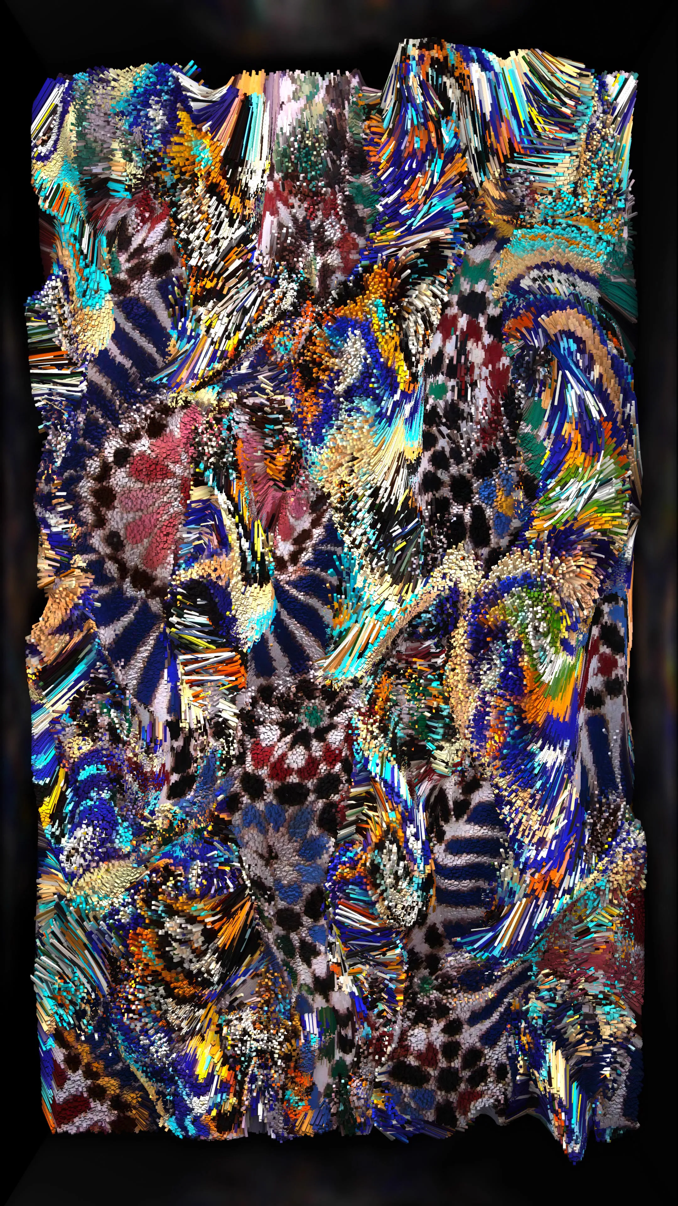 Singularity in Heritage, an AI-driven NFT exhibition, brings the innovation of Eastern visual arts, crafts, traditions, motifs and transmutes it to an experiment in cultural memory. Mammadov aims to broaden the scope of a living tradition by bringing to life these new imagined rugs, coupled with data painting techniques, thread simulation, and color data. He opens up a space for a dialogue between the past and future, dystopia and utopia, to document and preserve the vast cultural history and tradition of the NFT future. As a result, Mammadov pushes the boundaries of tradition and digital and questions technology's role as a form of memory and a tool of power. Historically, carpets, miniature paintings, and decorative oriental patterns play a significant role in forming Azerbaijan's heritage and aesthetics. Although the Middle East comprises different carpet genres, they share similarities in geometric patterns, floral motifs, and calligraphic shapes. A significant cultural tradition alternates to digital culture and practices, bringing Mammadov's creative proposition to a global audience and considering how the clash of cultures, between the traditional and the digital, has greatly manifested in Mammadov's practice and encouraged innovation. By weaving all the data together, Mammadov invites the viewers to understand the significance of and similarities between Middle Eastern carpets and to recreate tangible-world cultures.
Verisart Certified: https://verisart.com/works/93e55fdf-161d-4776-ab9a-6ccc75e729b1
