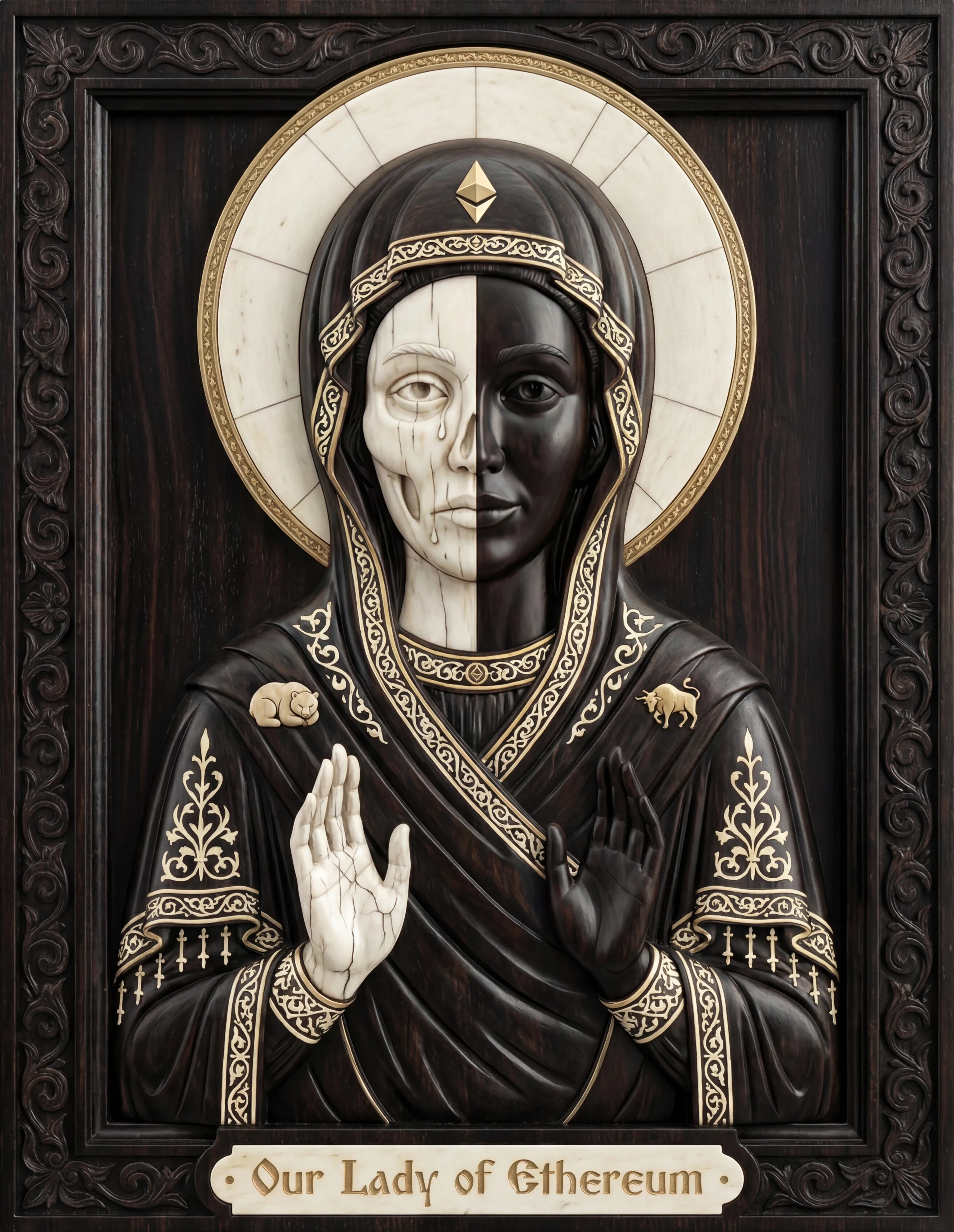 She weeps, because we are weeping; she smiles, because we are smiling.  
She sees us in our volatility and does not turn away.