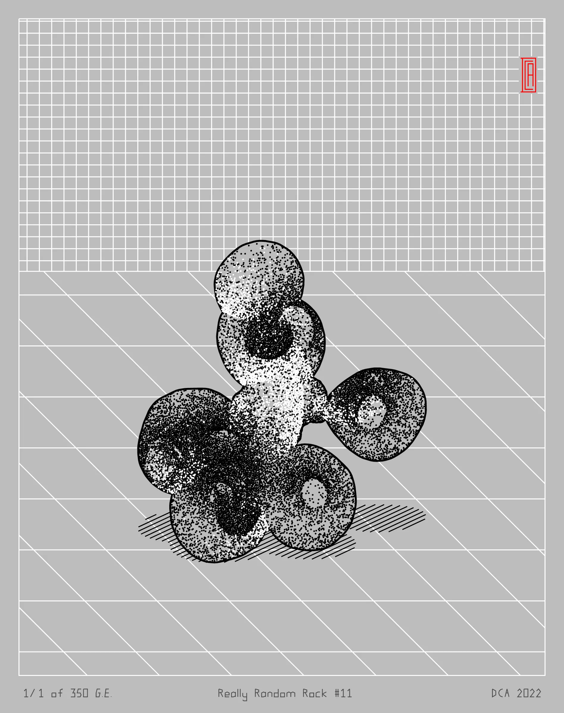 A project about nature and algorithm. It's easy to enjoy the randomness of a rock. Inspired by East Asian stone collecting, Really Random Rock brings a collection of 350 unique and unexpected viewing stones that generate from the random output of a hash string. Each rock is fully plottable and derives its form from a closed-loop shape expansion algorithm that makes countless calls to a random function. Through the very nature of randomness, resulting forms may occasionally resemble familiar things such as faces, animals, or landscapes. These results are purely coincidental and are celebrated as chance occurrences ...for this is the very essence of stone viewing and appreciation.
A plotting guide is available at the website above. ***Render times vary***