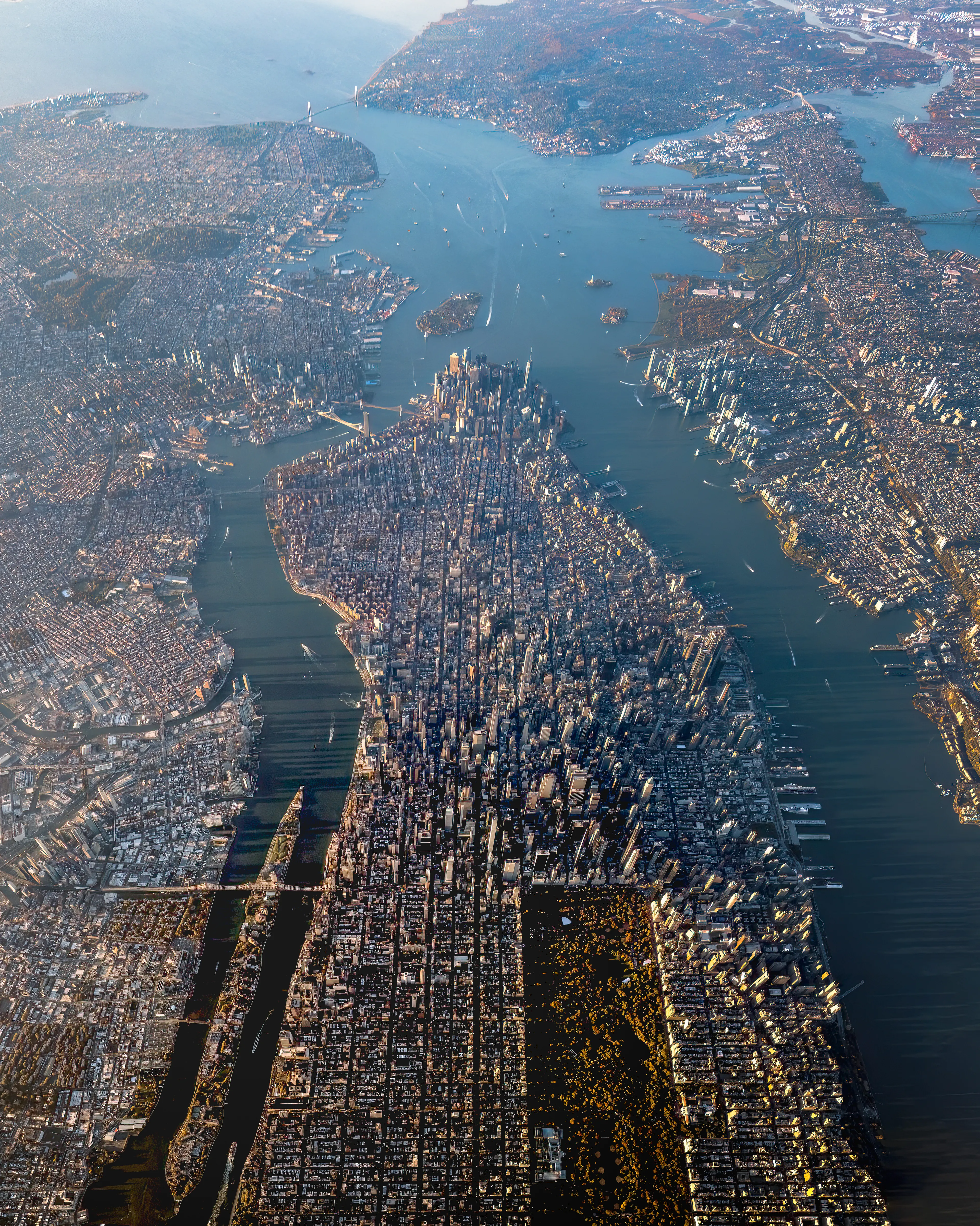 There is a lot to take in, in this frame.  The park, Roosevelt Island, the lines of the avenues, buildings, shadows, and water.  The element that stands out to me is the bridge at the top of the frame.  The Verrazzano-Narrows Bridge.  The bridge spans The Narrows, the small channel that connects The Upper and Lower Harbors of New York.  My wonder comes when I consider what this place was like prior to ALL THIS. This small straight of water became the gateway to what would become one of the most influential cities in the world.  My point is, remember to seek out what's overlooked.   Also, never forget that Staten Island was connected to Brooklyn 13,000 years ago.