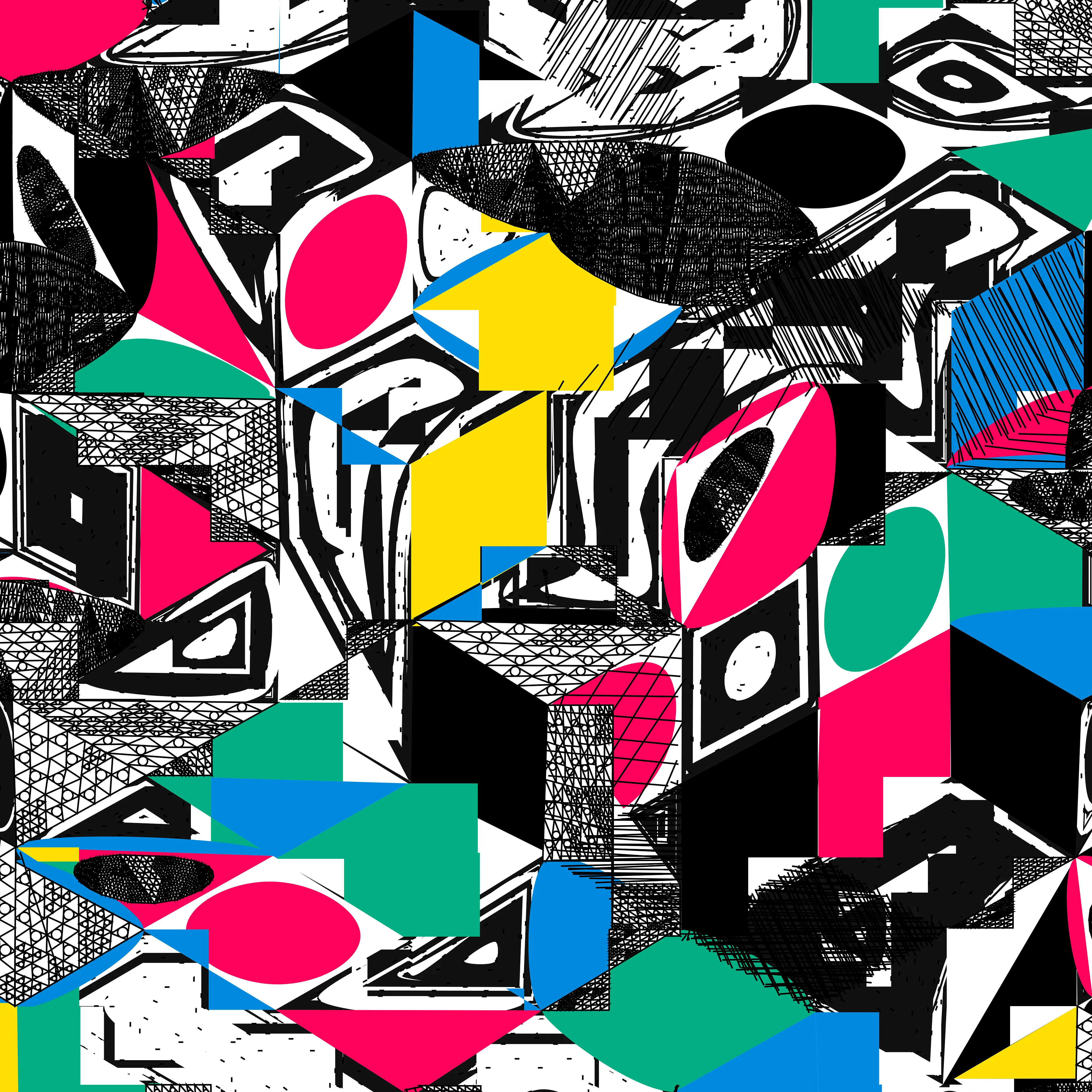 Polygon Etcetera is a lyrical and vibrant new algorithm arising from the playful manipulation of polygonal offsets, offering a chromatic counterpoint appropriately suited to the lush palette of Miami Beach. Represented at Art Basel 2025 in print form while existing as a series of 20 unique natively digital blockchain-based assets, this is the only new algorithmic series by Cherniak to be released in 2025.