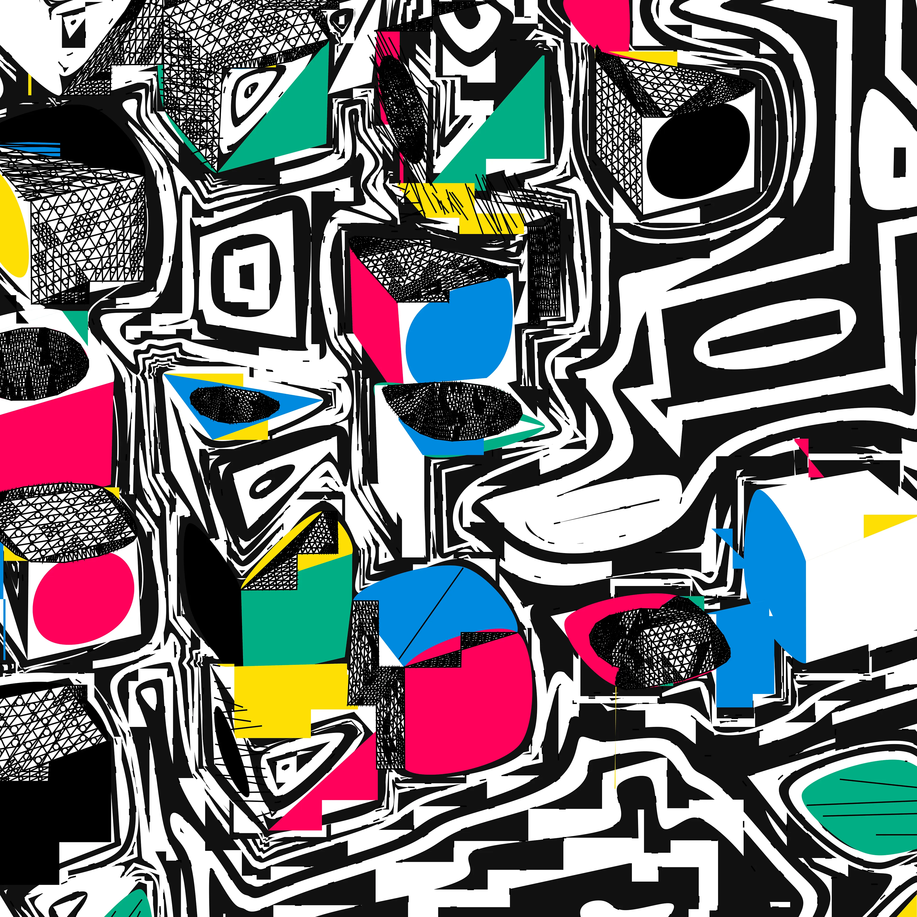 Polygon Etcetera is a lyrical and vibrant new algorithm arising from the playful manipulation of polygonal offsets, offering a chromatic counterpoint appropriately suited to the lush palette of Miami Beach. Represented at Art Basel 2025 in print form while existing as a series of 20 unique natively digital blockchain-based assets, this is the only new algorithmic series by Cherniak to be released in 2025.