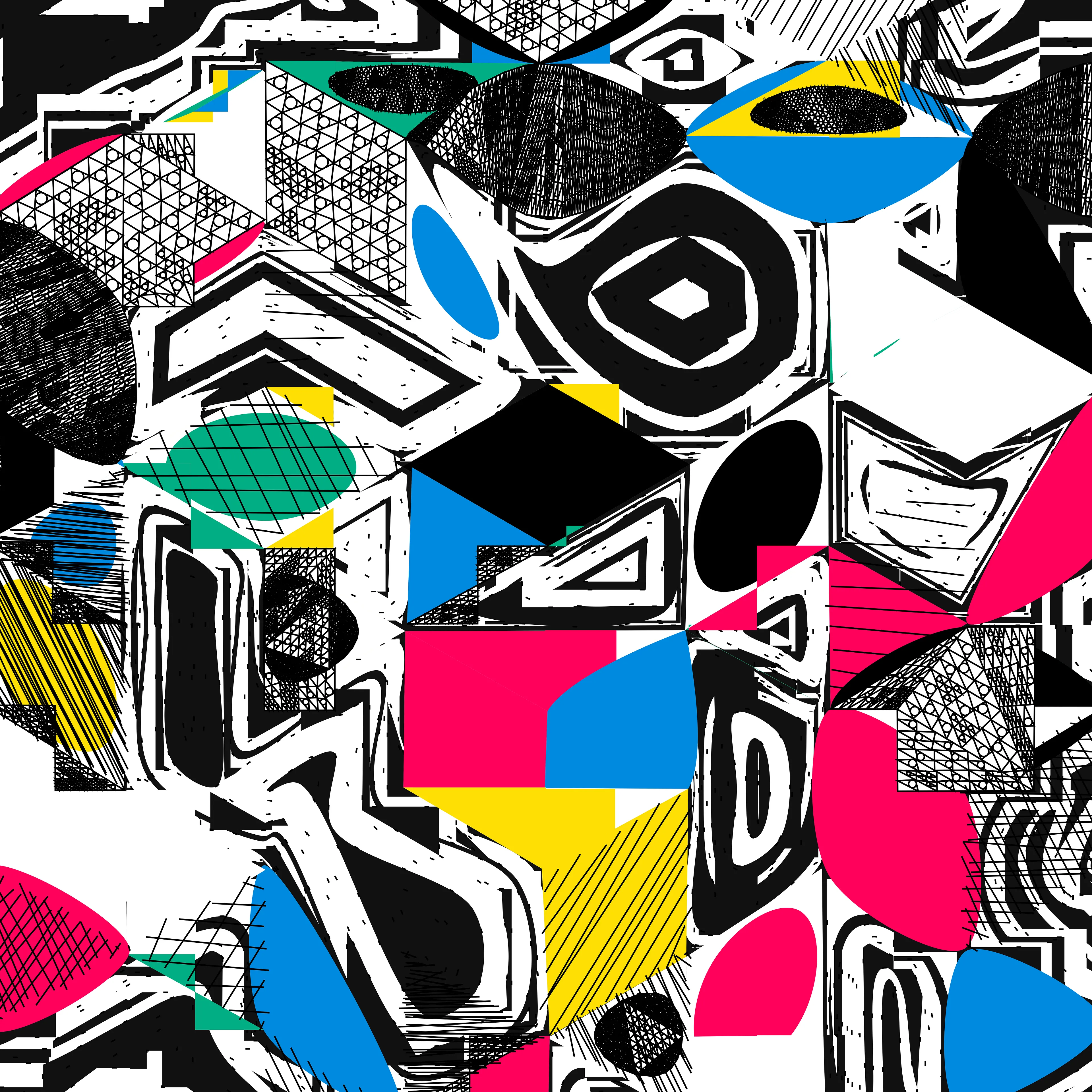 Polygon Etcetera is a lyrical and vibrant new algorithm arising from the playful manipulation of polygonal offsets, offering a chromatic counterpoint appropriately suited to the lush palette of Miami Beach. Represented at Art Basel 2025 in print form while existing as a series of 20 unique natively digital blockchain-based assets, this is the only new algorithmic series by Cherniak to be released in 2025.