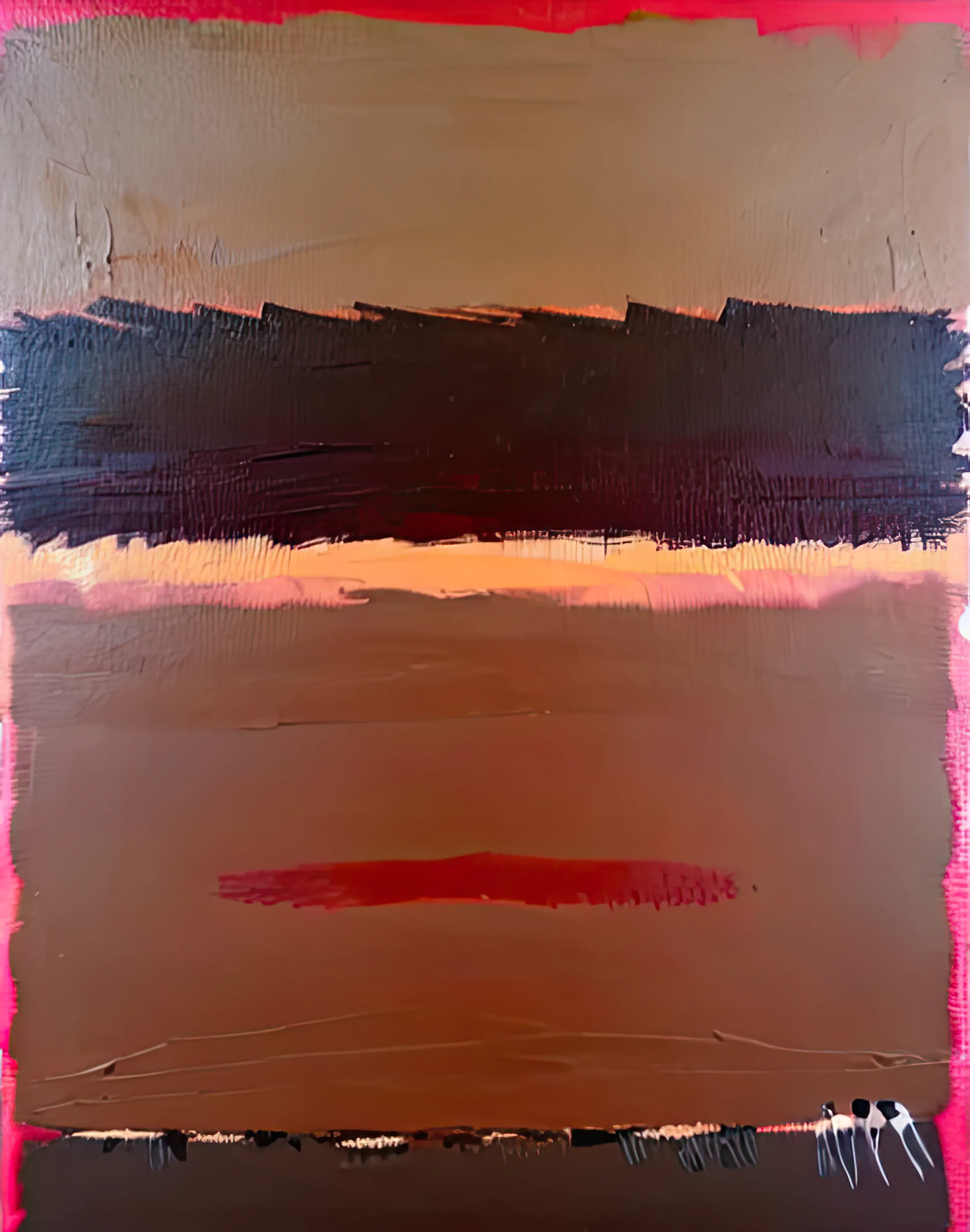 there is no abstract.  or figurative. or method. or revolution. or artists or collectors for that matter. and most of what we make or acquire will be mercifully forgotten in the puncture holes distributed by dull bayonets from a war that was never fought. buried in a sea of premium pornography or suffocated by the listless novacaine drip leaking from an unhealing hang nail. but there is meat. and flies.  there is always meat. there is that. and flies that satisfy their carnal urges in the pulverized existence of a beast born to bleed and feed.  these strokes document the joyful moments in the slaughterhouse. the routine passings.  the hooves and snouts and skin and bones and cherished memories becoming mere runoff sweat into the drains to lubricate the purposeless gears again. there is comfort in creation, even if its destruction. one more round is needed. one final churn. until the next one.  there is happiness in meat. there is that