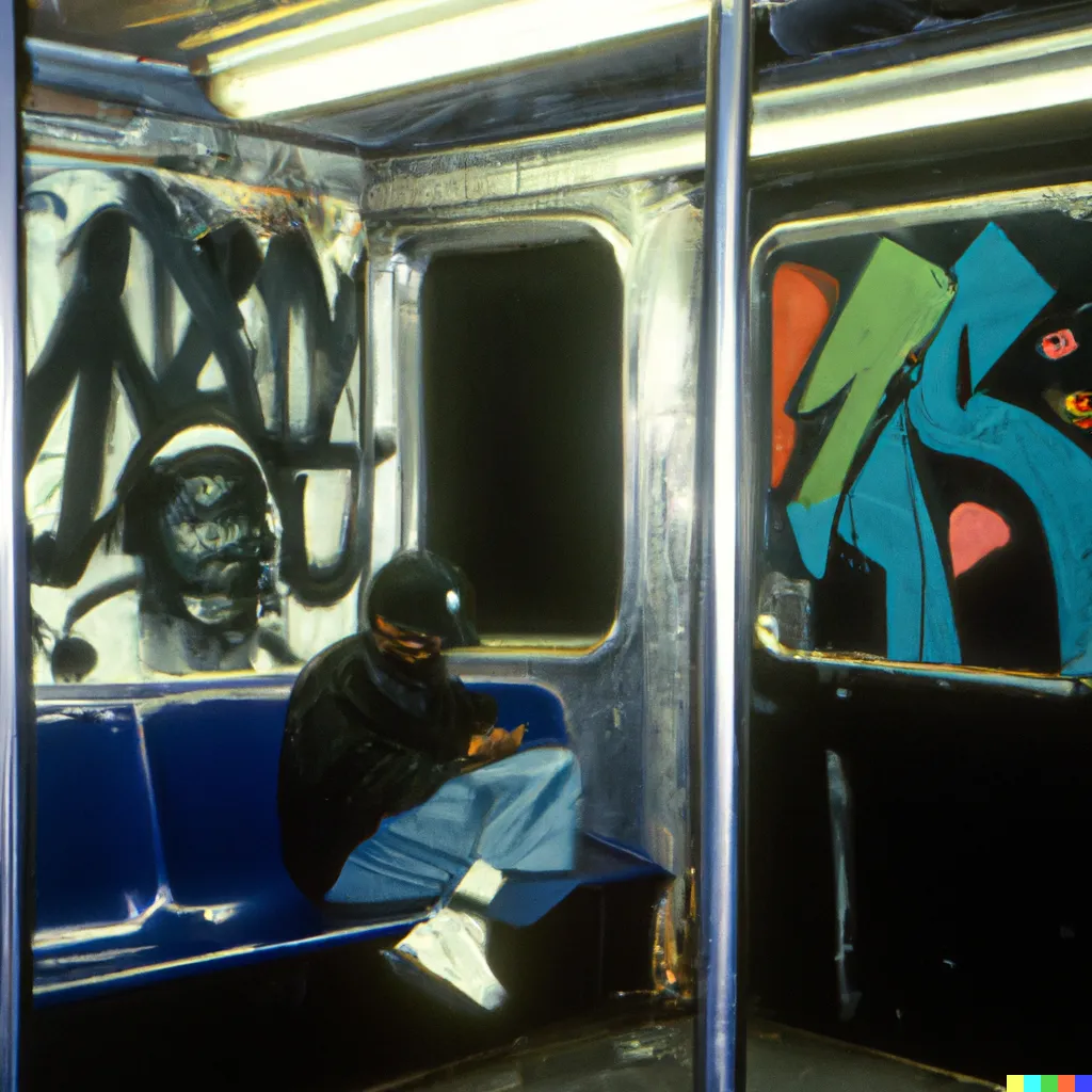 Norman Harman X DALL-E 2 

The Subway 12

This image was originally generated by the artist in 2022 using the now-deprecated DALL·E 2 model and downloaded from labs.openai.com.

The work reflects DALL·E 2’s distinct visual signature — a synthesis of surreal logic and painterly ambiguity. Figures emerge in soft focus, with forms that blur the line between object and hallucination. These compositional characteristics are unique to the model’s latent structure and cannot be authentically recreated using current systems.

Minted by the original creator as an ERC-721 token via Manifold, the work is preserved on-chain through tokenized metadata and decentralized media storage.