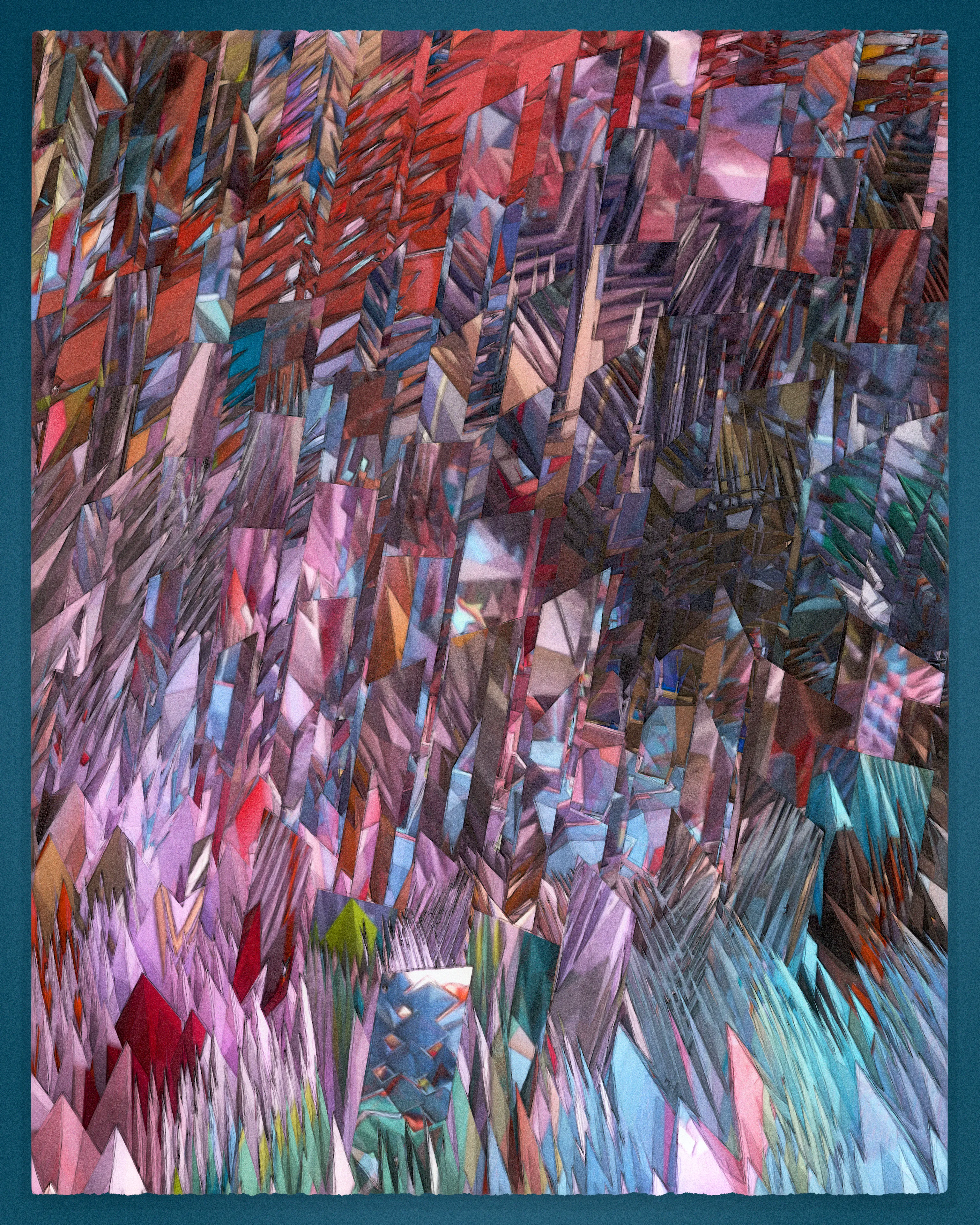 Recursion is a common technique of computational problem solving involving self-referential functions. Tectonics is a generative, 90-piece visual study of recursion, an exploration that produced unlikely associations with traditional cubism.