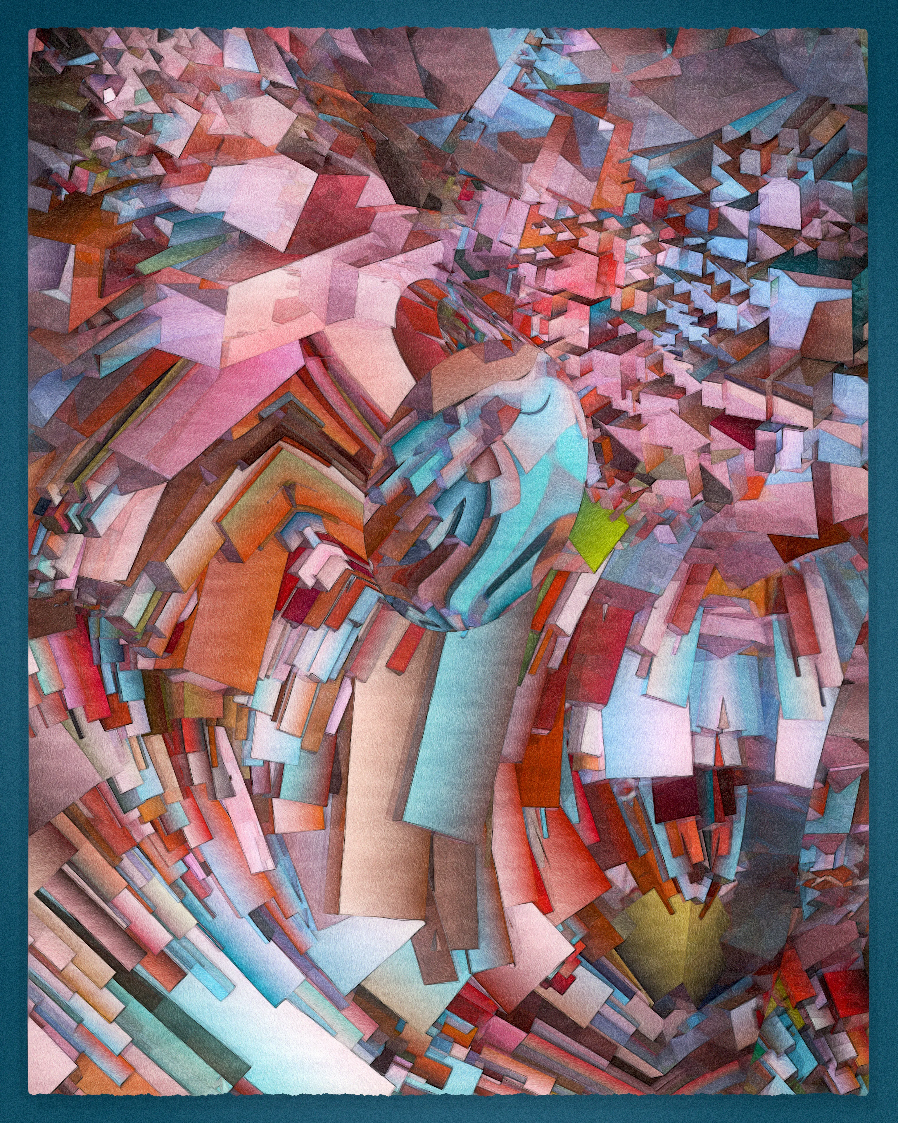 Recursion is a common technique of computational problem solving involving self-referential functions. Tectonics is a generative, 90-piece visual study of recursion, an exploration that produced unlikely associations with traditional cubism.