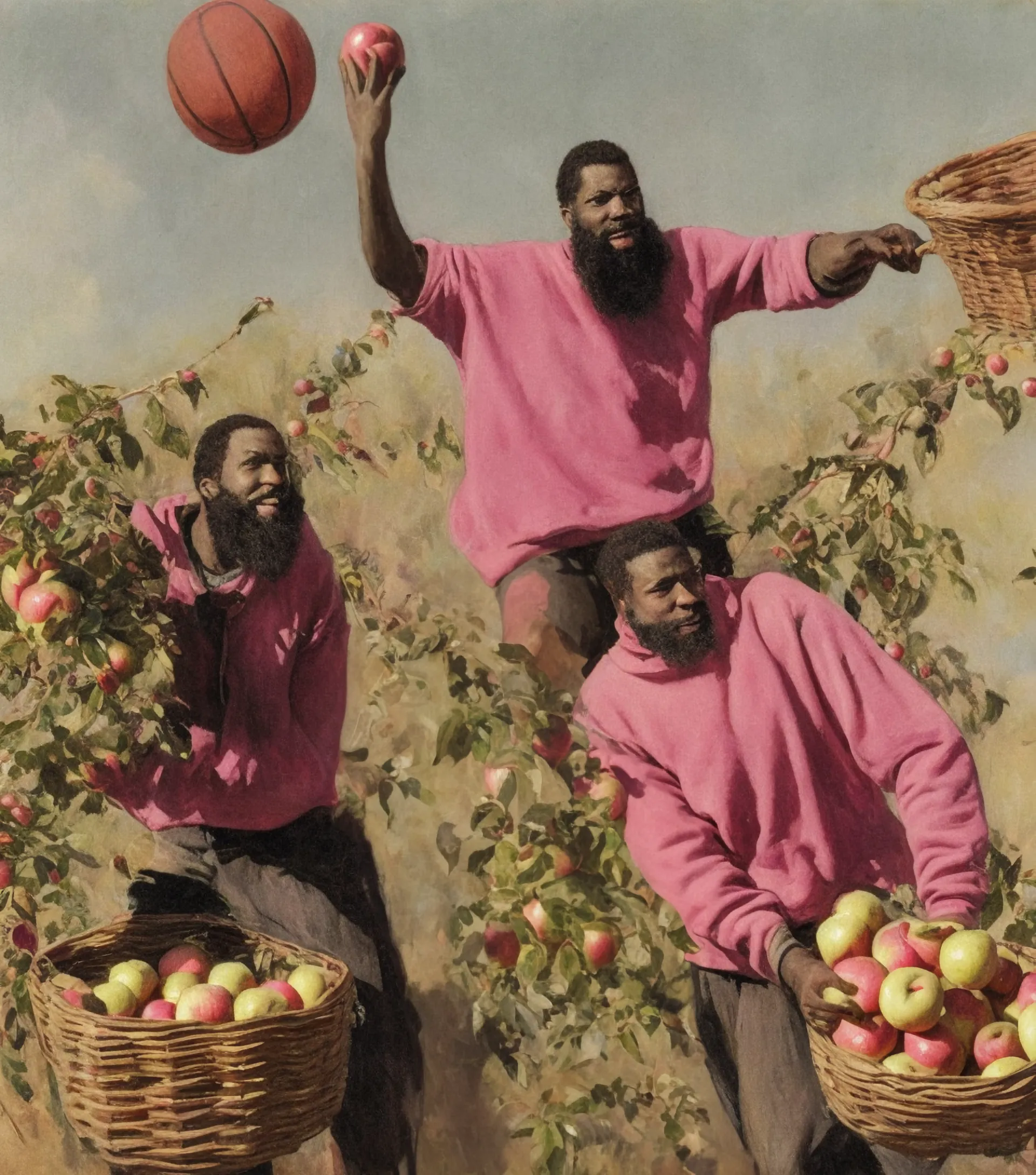 Who is the fastest to fill the basket with apples?