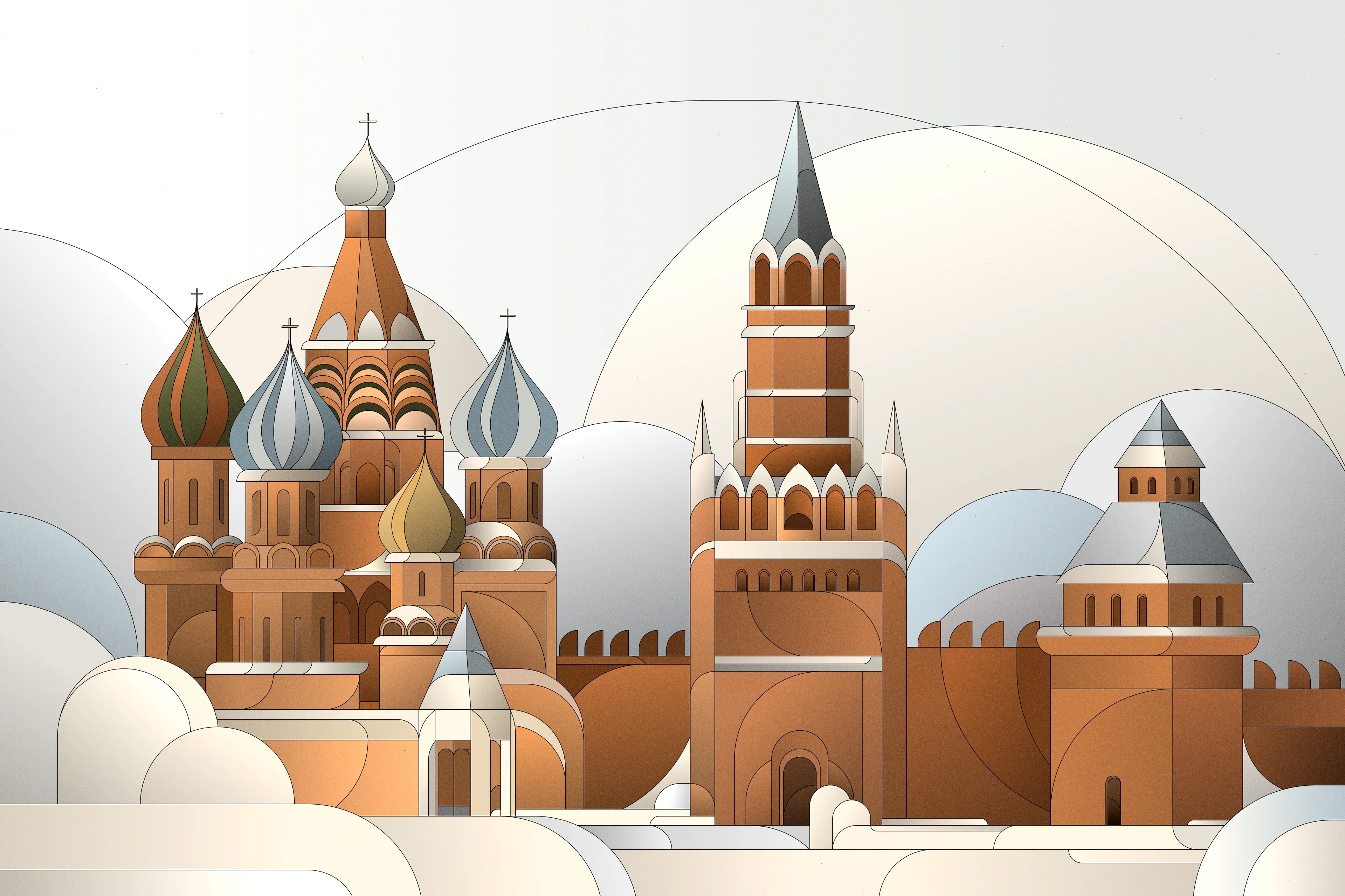 I’ve never visited Moscow, but I studied it extensively during art school its architecture, its weight, its authority

The same curiosity later extended to Saint Petersburg.
For this work, I chose to focus on the Basilica.
To me, it is exceptional. Unique in its form, its colors, its rhythm (and deeply representative of local culture and architectural identity)