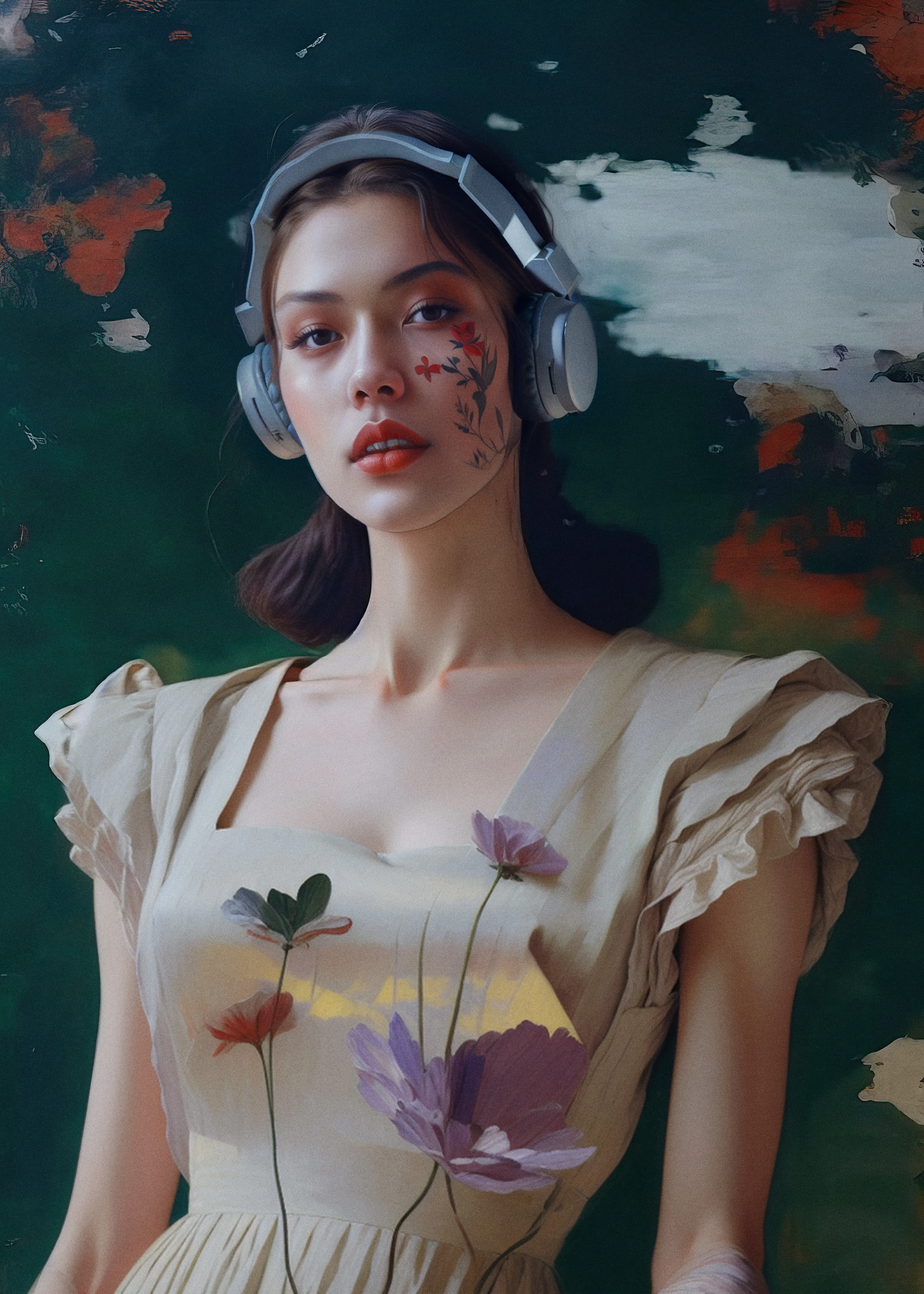 Music is a delicate flower that blossoms within us, taking root in the fertile soil of our hearts. It guides us through the winding paths of life, illuminating the way with its gentle melodies and powerful rhythms. 
Like a beacon in the darkness, it leads us towards self-discovery and understanding, revealing the beauty and complexity of the world around us. As we tend to this flower and nurture its growth, it blossoms into a radiant symphony that fills our souls with wonder and awe. 

Part of «symphony of times» series  
Assisted with AI  
4096 x 5736  
2023