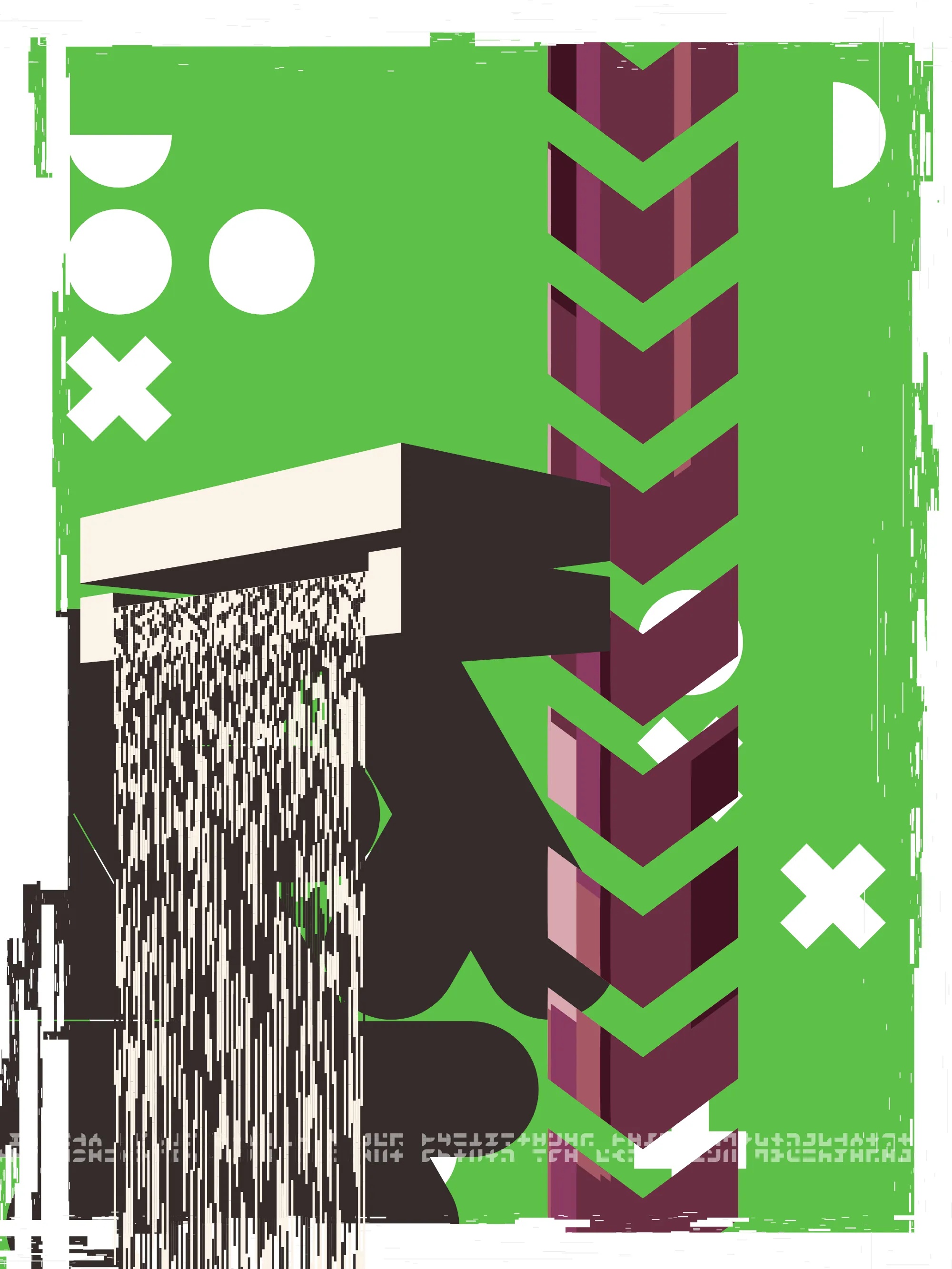 Take the futurism of mid-1990s graphic design, merged with the fake-nostalgia vaporwave of a reimagining of Win95, channeled through the lens of modern generative art and you get FALLiNGWATER. Swapping Jolt Cola for Green Tea, Coral Draw and Photoshop 2.5 for code and a single poster design for an infinite number of variations, Daniel digs back into what made him love graphic design in the first place for his entry to the Flatlands group show.