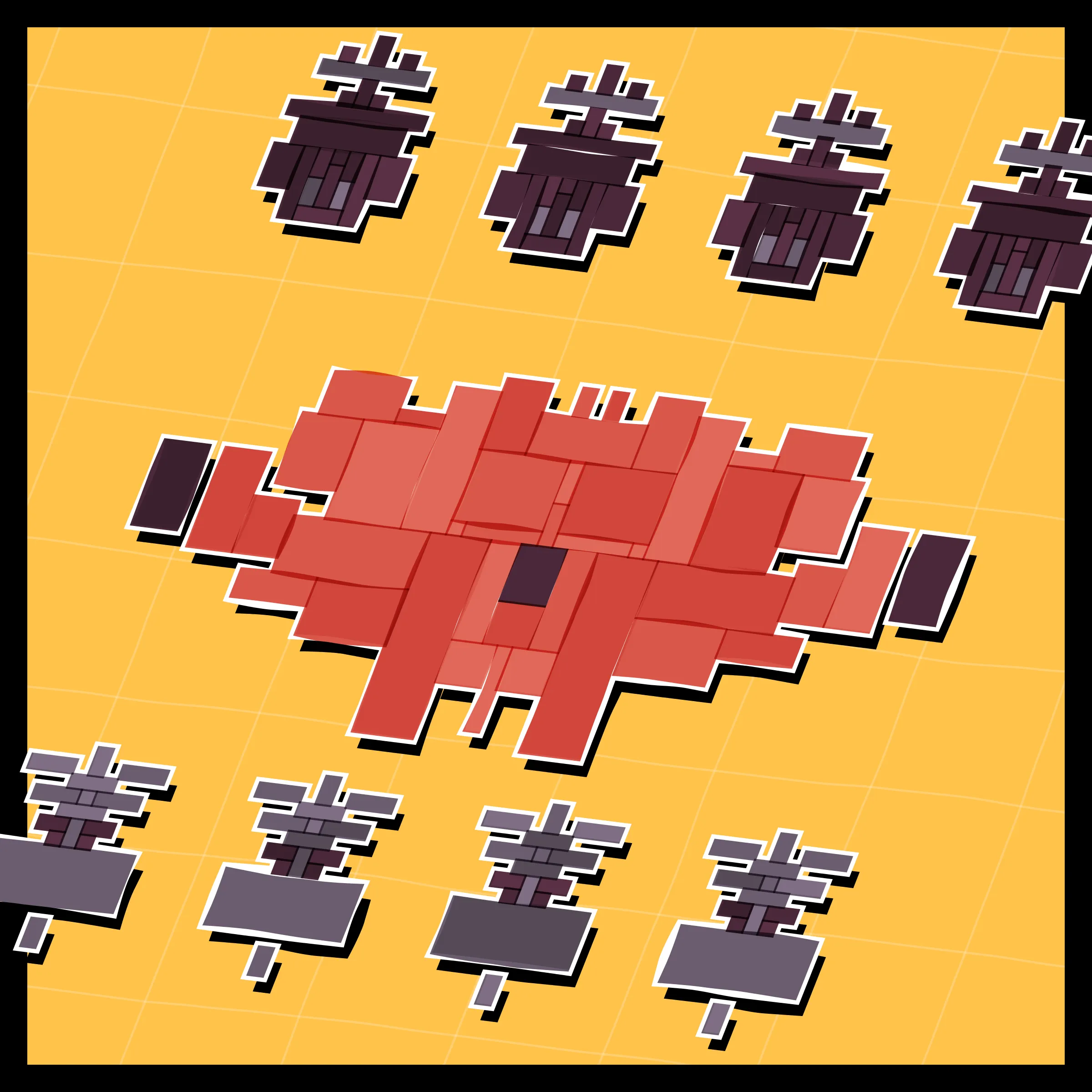 Perfectly symmetric - imperfectly drawn. Exploring the contrast between precision and chance in a playful spacecraft / papercraft setting. 