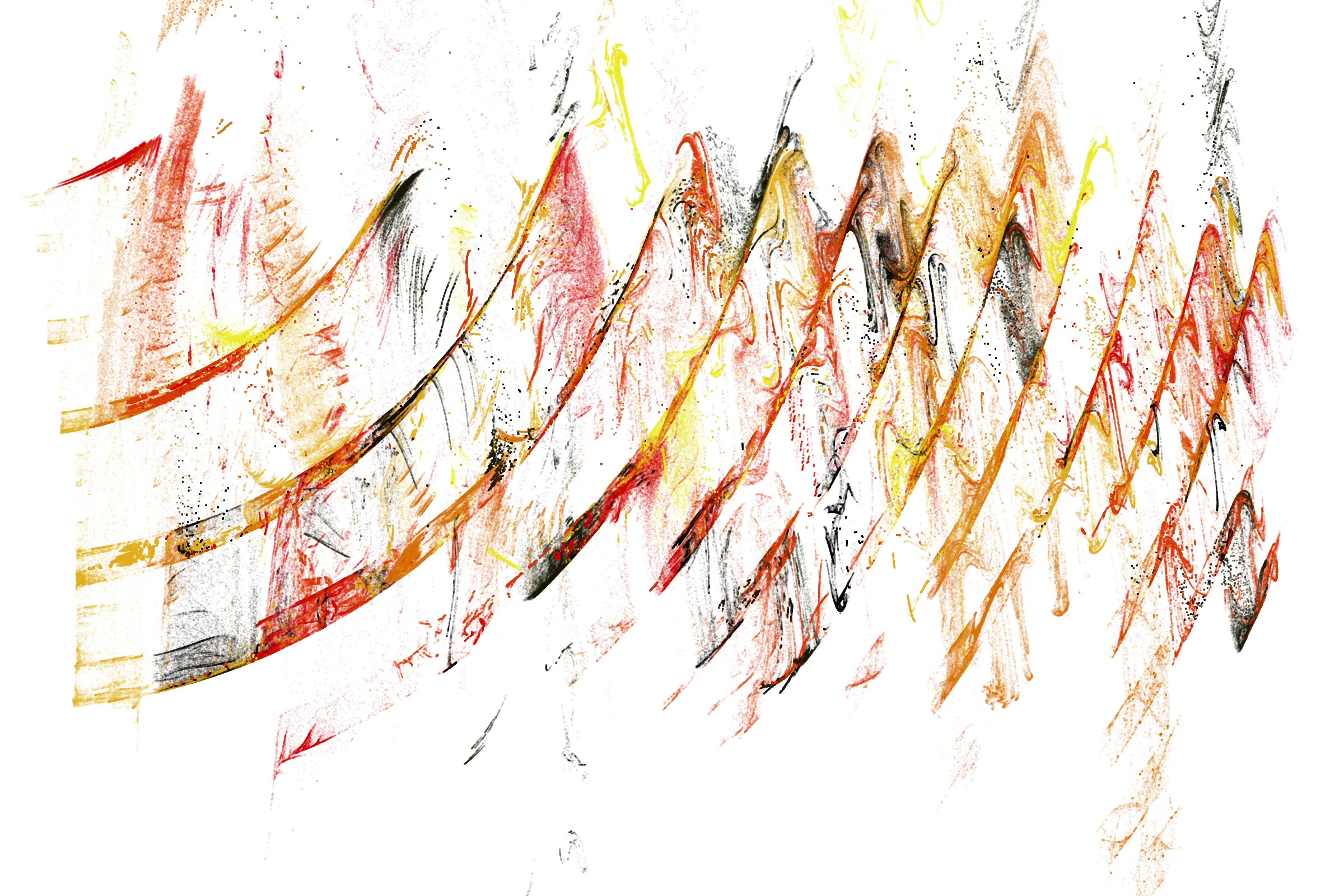 "Attraction" is a system that draws single pixels, one by one, according to a set of rules inspired by the 'Chaos Game'.
Additionally, trigonometric functions may be used to displace pixels, resulting in wave patterns.

All unique properties of each artwork are defined by the token's hash. This hash will set all the parameters: the color palette, the positioning of objects and the rules by which pixels are drawn.

By the nature of this system, several well known patterns from computing and math may appear in the artworks.