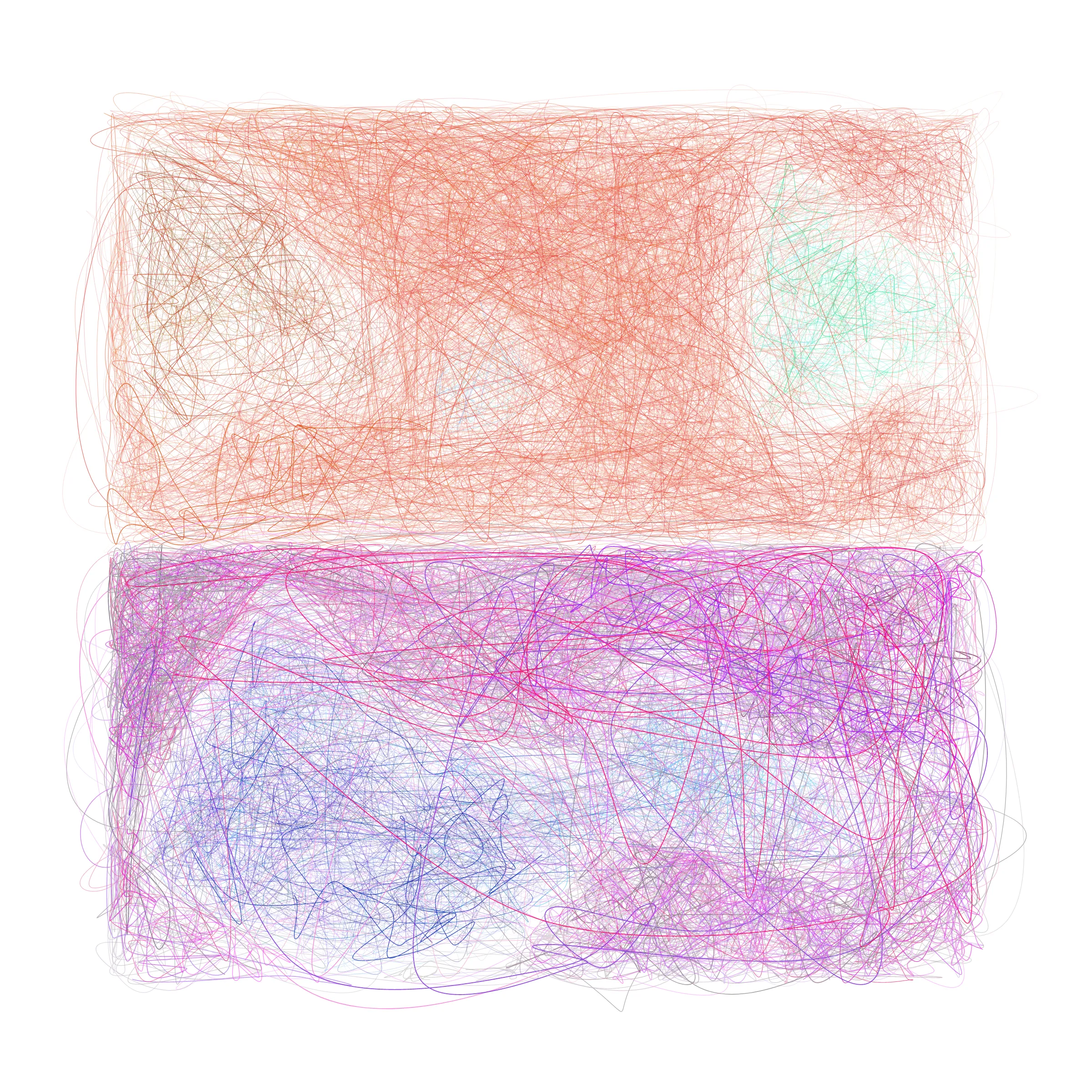 Scribbles on Scribbles on Scribbles ➿ This series is an exploration of chaos and order – how seemingly random movements in the microscopic scale can be more than meets the eye. Simple guiding rules transfigure chaotic movements into beautiful order. Life, as we know it, can be expressed in a similar fashion. Our decisions, unexpected occurrences, and even our seemingly meaningless place in the Universe are not just mere coincidences, but providential orchestrations of the Designer. [ Mints will be sold via a dutch auction. Starting price will be set at 3eth and decrease every 5 minutes with a resting price of 0.25eth. i.e.
3eth, 2.5eth, 2eth, 1.5eth, 1.25eth, 1.0eth, 0.75eth, 0.5eth, 0.25eth ]