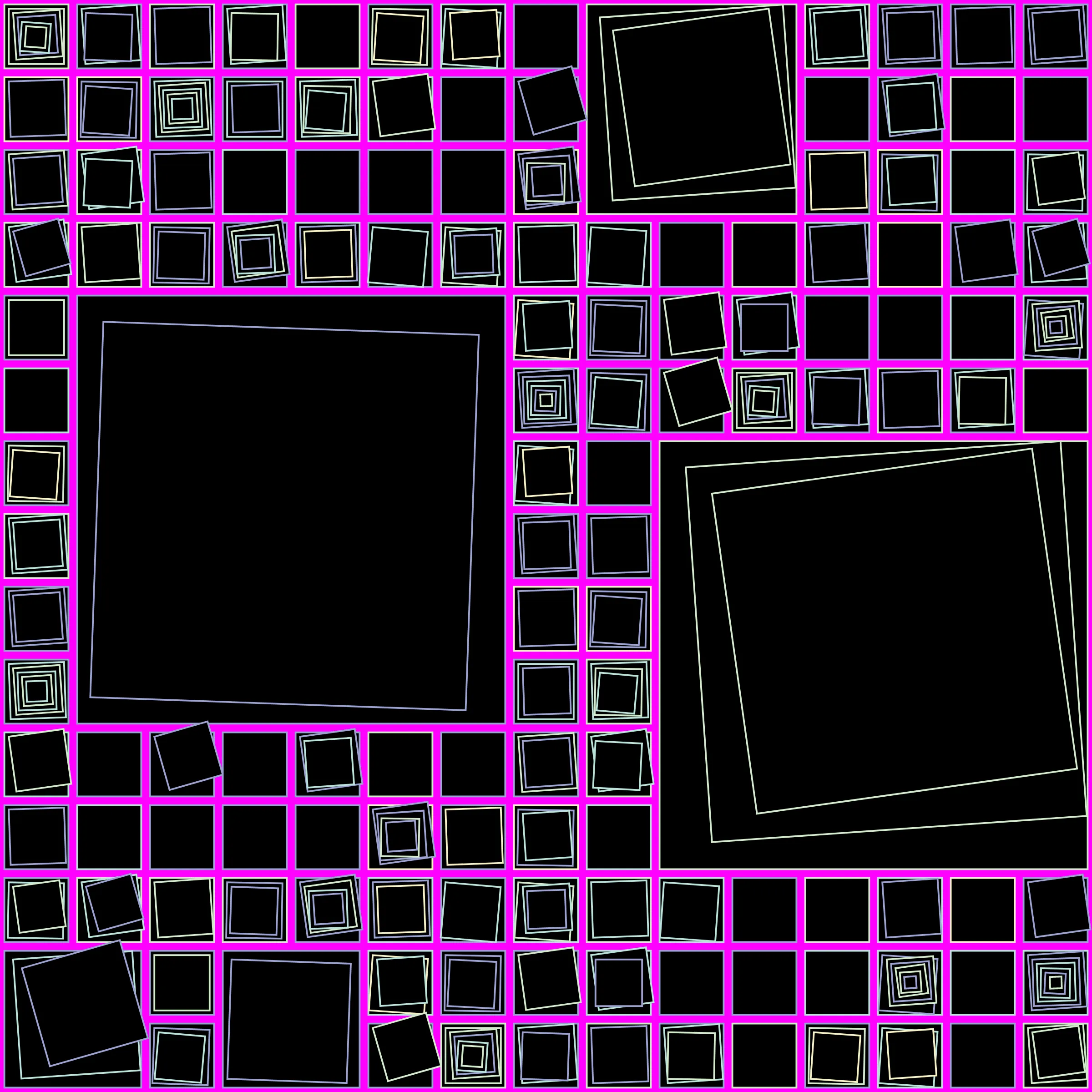 My interpretation of Aerial View is a bird's Eye View over a city block with illuminated/twisted buildings and light trails. It uses an on-chain stored algorithm to represent the generative artwork based on a hash. Each Aerial comes with different distances, building elevations, rotations and colors. Welcome to my genesis project and the first step on my on-chain journey!