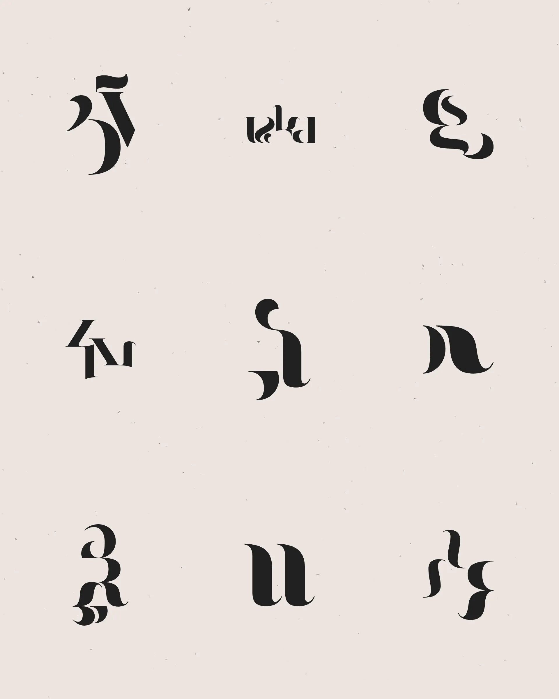 Abstract typographic elements slide together to create new characters. In some compositions, a single character is featured. In others, characters string together to form words and sentences, which the algorithm shapes into often-familiar layouts.

The type designer Gerard Unger said “it is almost impossible to look and read at the same time”. Asemica invites you to look without the burden of legibility.

Created by Emily Edelman, Dima Ofman, and Andrew Badr. Command-S to download a vector file. Live token best viewed in Chrome.