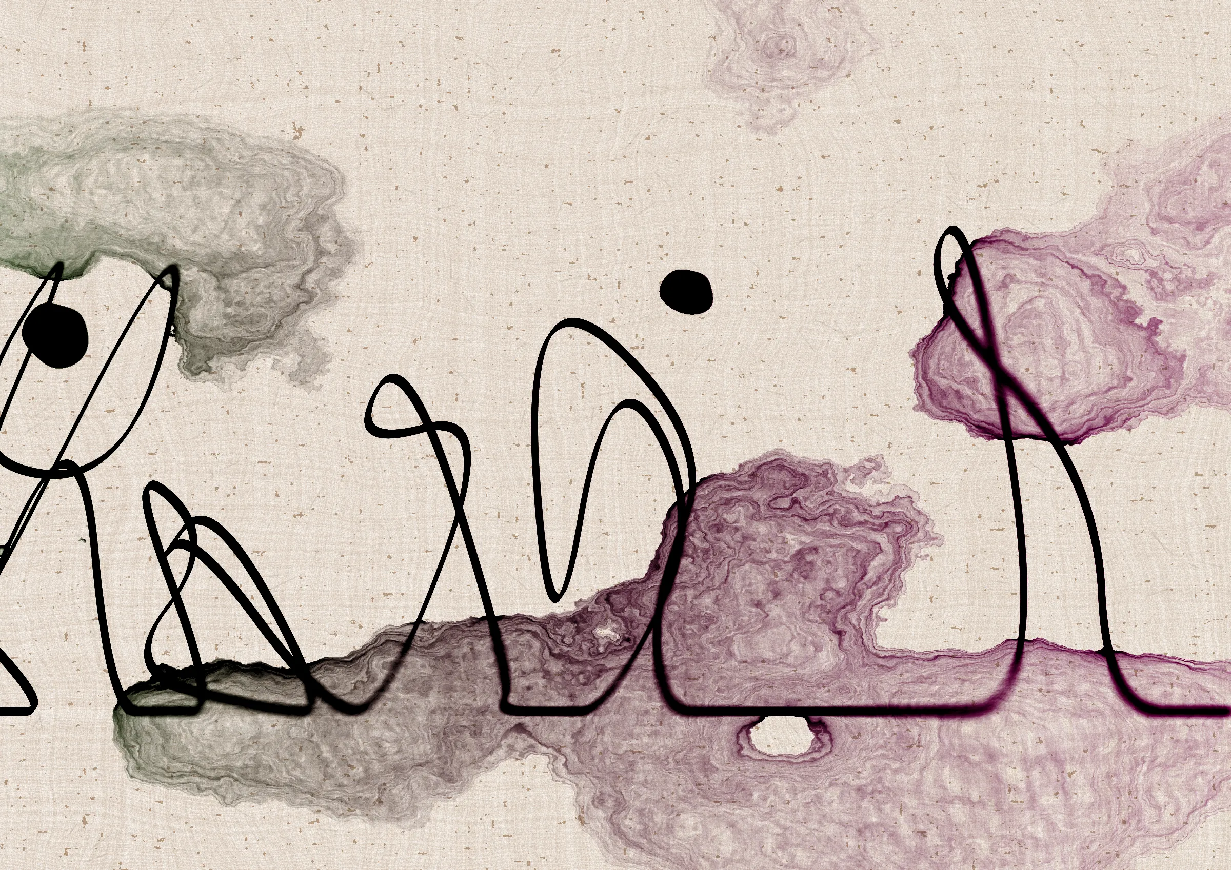 Sudfah (Arabic for "happy accident") is a generative collection celebrating the beauty that can emerge from chaos, mistakes, and accidents.

A single calligraphic line intends to tell one story (sometimes wandering and confused in its own right, but always meandering from one side to the other).

Digital liquid is spilled upon it and takes the ink in directions that are unexpected, uncontrolled, and tell a much more interesting story than the one the line intended.... and often more beautiful.