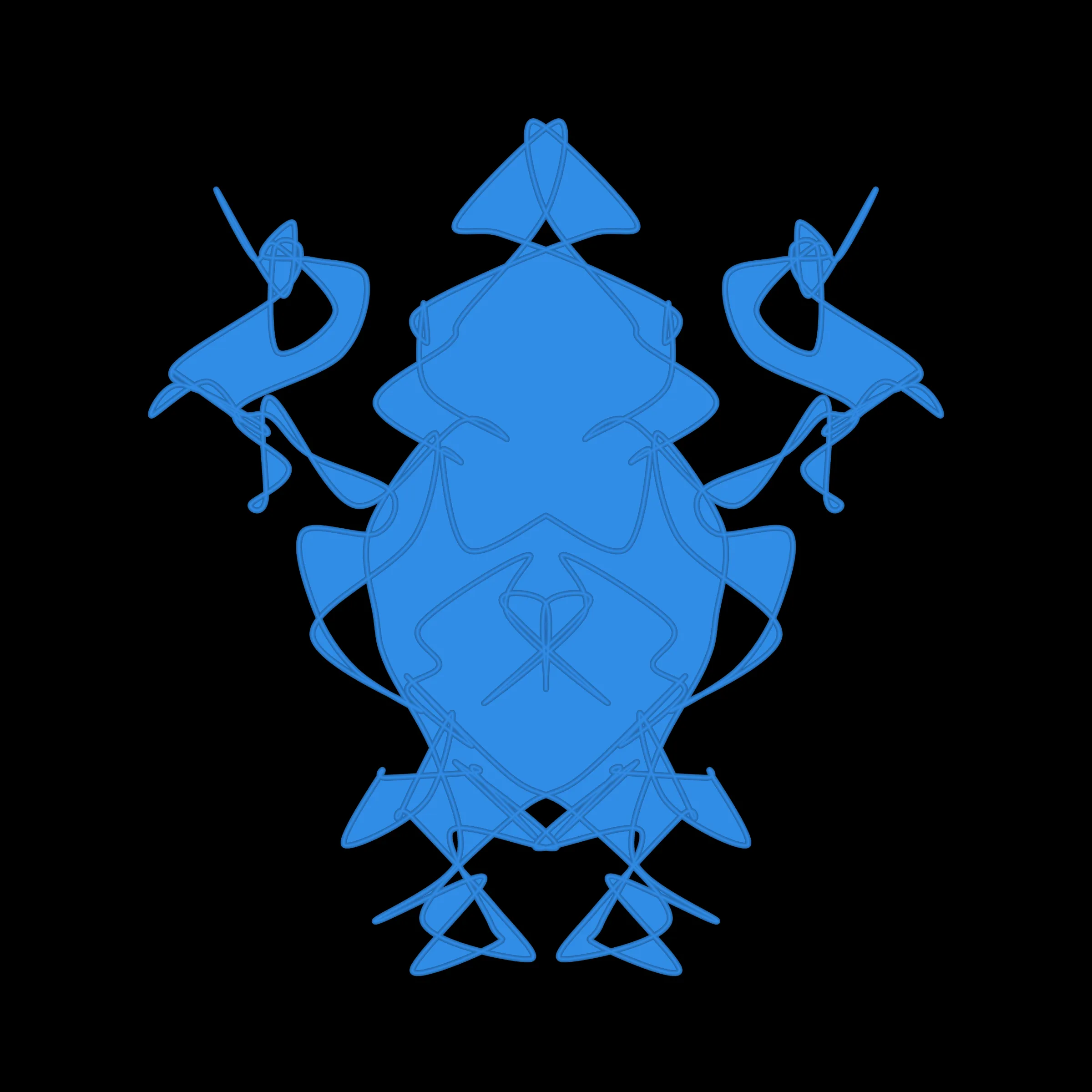 A cryptoart collectible series to indulge the irrepressible human compulsion for pareidolia. This algorithmic homage to Hermann Rorschach's inkblot perception test will help you externalize your inner world onto the sometimes elegant, sometimes inchoate curves of a unique, one-of-a-kind, ownable cryptoblot on the Ethereum blockchain. What will YOUR cryptoblot reveal about you?